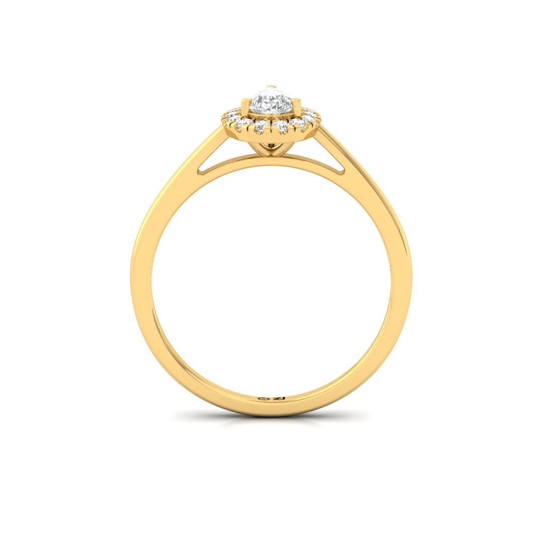 Pear Cut Diamond Halo Engagement Ring | Graceful Lab Grown CVD Diamond Promise Ring of Eternal Love | 925 Silver | 10K | 14K | 18K - View 3