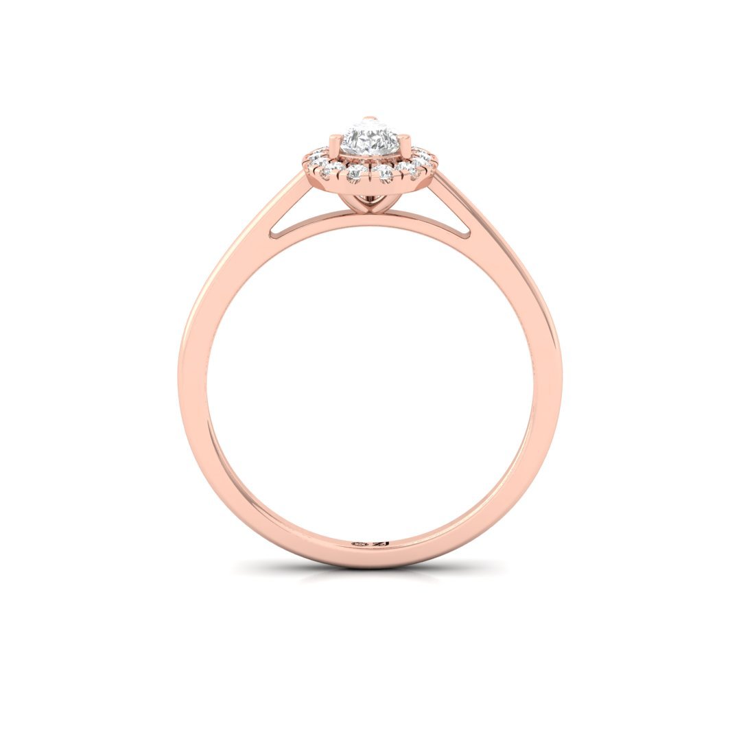 Pear Cut Diamond Halo Engagement Ring | Graceful Lab Grown CVD Diamond Promise Ring of Eternal Love | 925 Silver | 10K | 14K | 18K - View 3