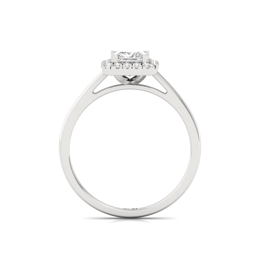 Princess Cut Diamond Halo Engagement Ring | Royal Lab Grown CVD Diamond Promise Ring of Forever Love | 925 Silver | 10K | 14K | 18K - View 3