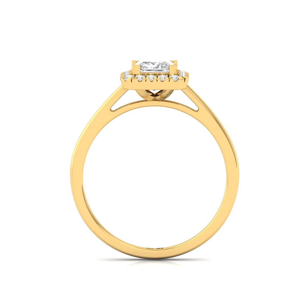 Princess Cut Diamond Halo Engagement Ring | Royal Lab Grown CVD Diamond Promise Ring of Forever Love | 925 Silver | 10K | 14K | 18K - View 3