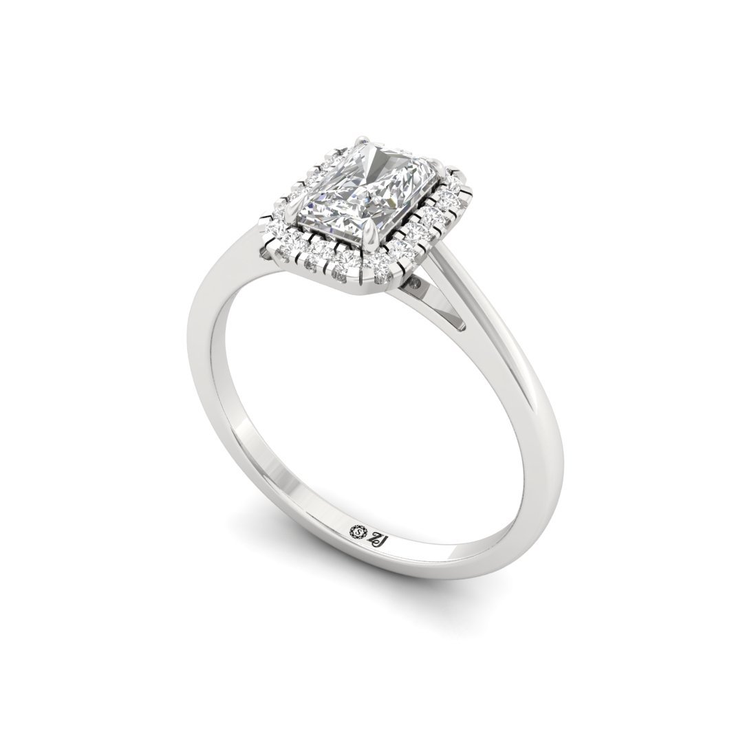 Radiant Cut Diamond Halo Engagement Ring | Elegant Lab Grown CVD Diamond Ring of Eternal Bond | 925 Silver | 10K | 14K | 18K - View 2