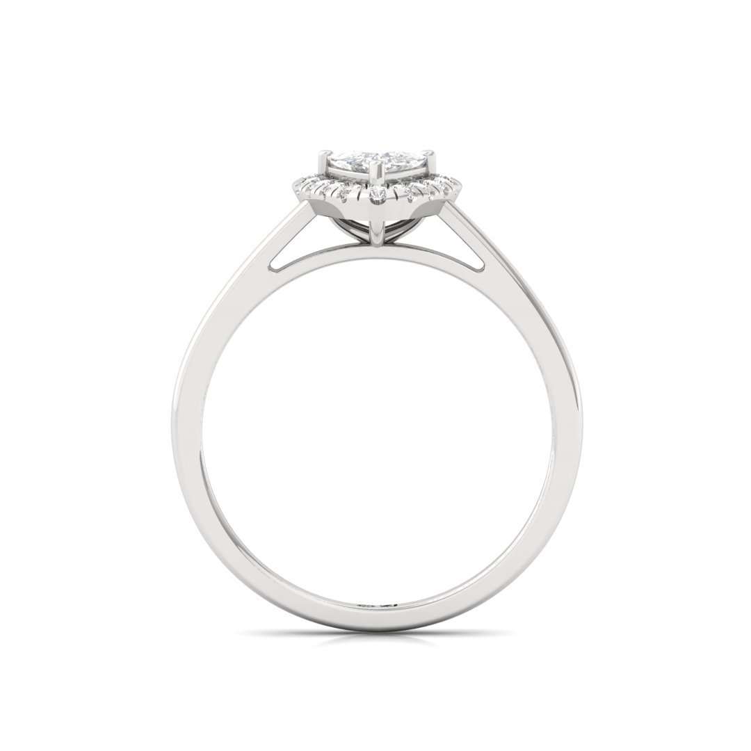 Trillion Cut Diamond Halo Engagement Ring | Unique Lab Grown CVD Diamond Promise Ring of Love & Forever Bond | 925 Silver | 10K | 14K | 18K - View 3