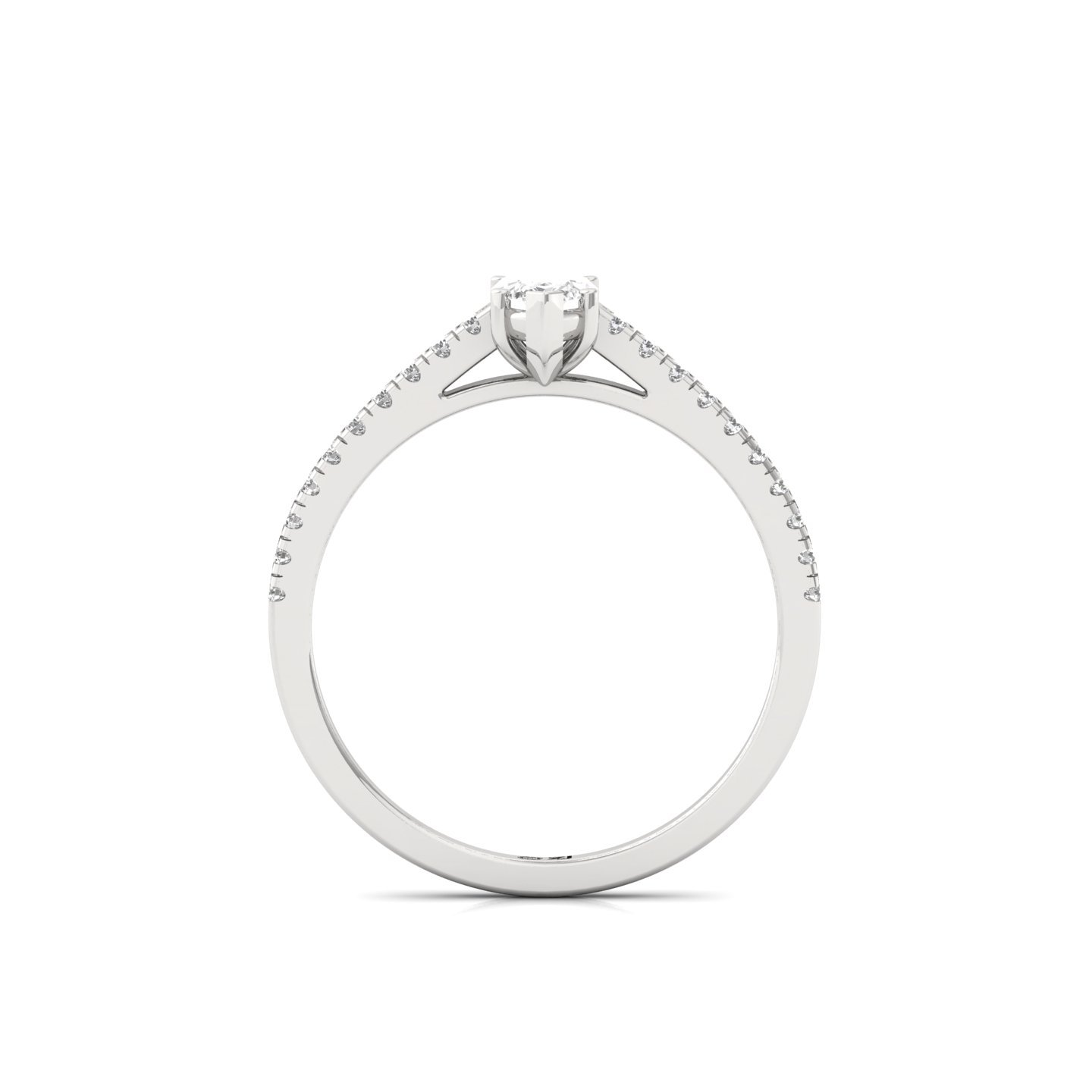 Marquise Cut Diamond Solitaire Engagement Ring with Pave Band | Elegant Lab Grown CVD Diamond Ring of Grace & Love | 925 Silver | 10K | 14K | 18K - View 3