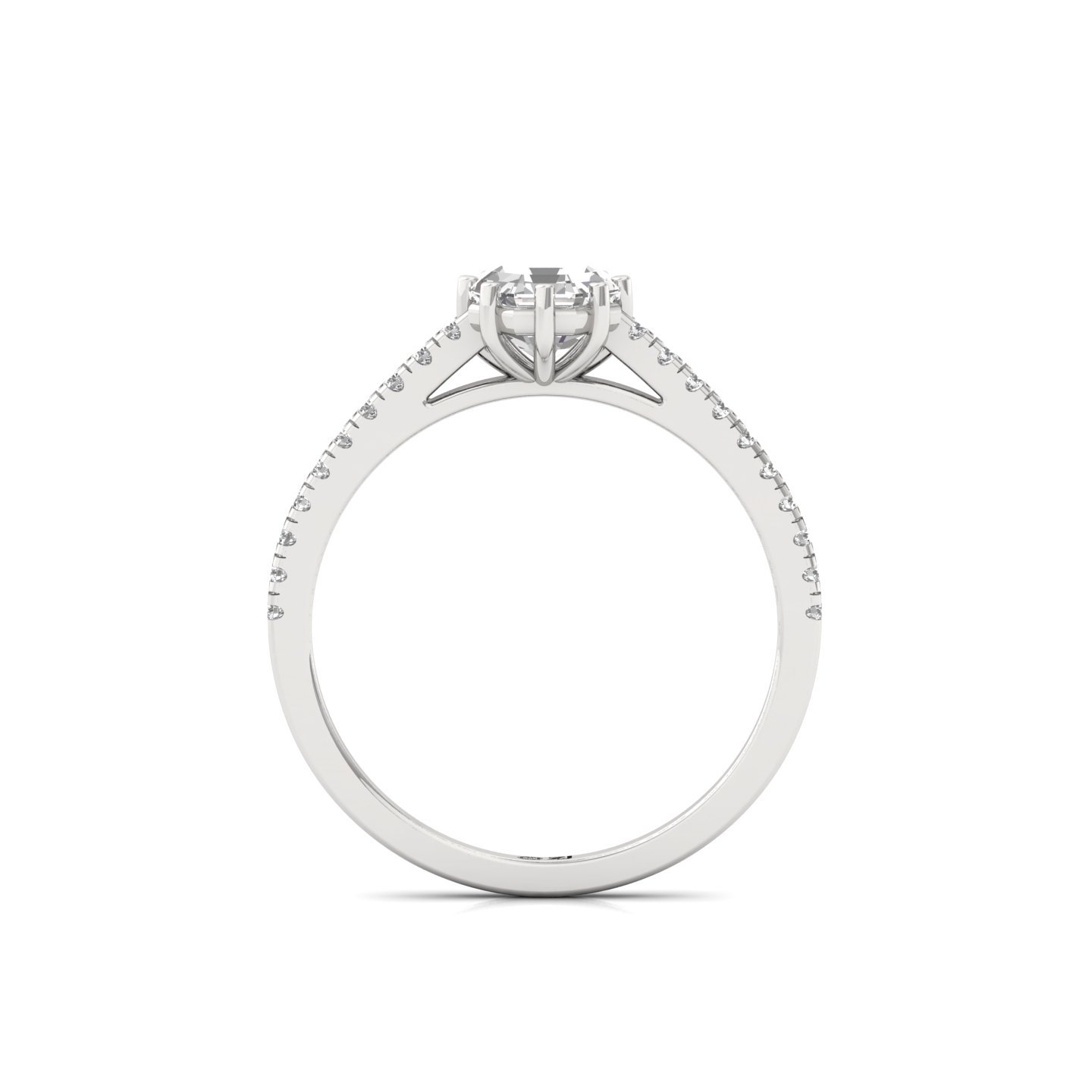 Octagon Cut Diamond Solitaire Engagement Ring with Pave Band | Modern Lab Grown CVD Diamond Ring of Elegance & Love | 925 Silver | 10K | 14K | 18K - View 3