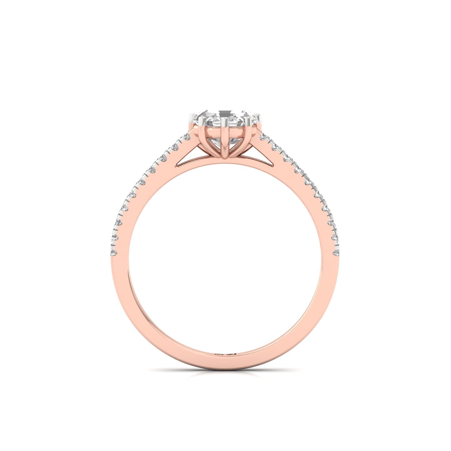 Octagon Cut Diamond Solitaire Engagement Ring with Pave Band | Modern Lab Grown CVD Diamond Ring of Elegance & Love | 925 Silver | 10K | 14K | 18K - View 3