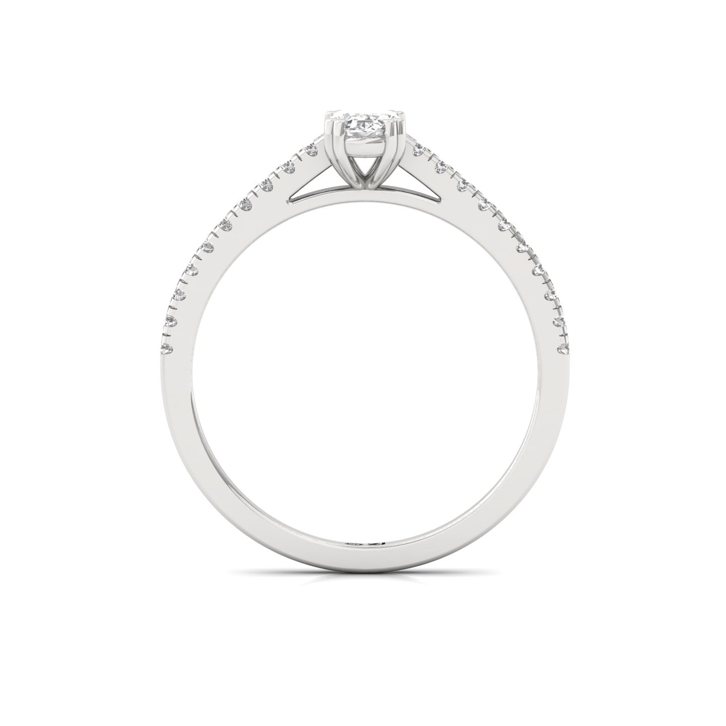 Oval Cut Diamond Solitaire Engagement Ring with Pave Band | Romantic Lab Grown CVD Diamond Ring of Love & Togetherness | 925 Silver | 10K | 14K | 18K - View 3