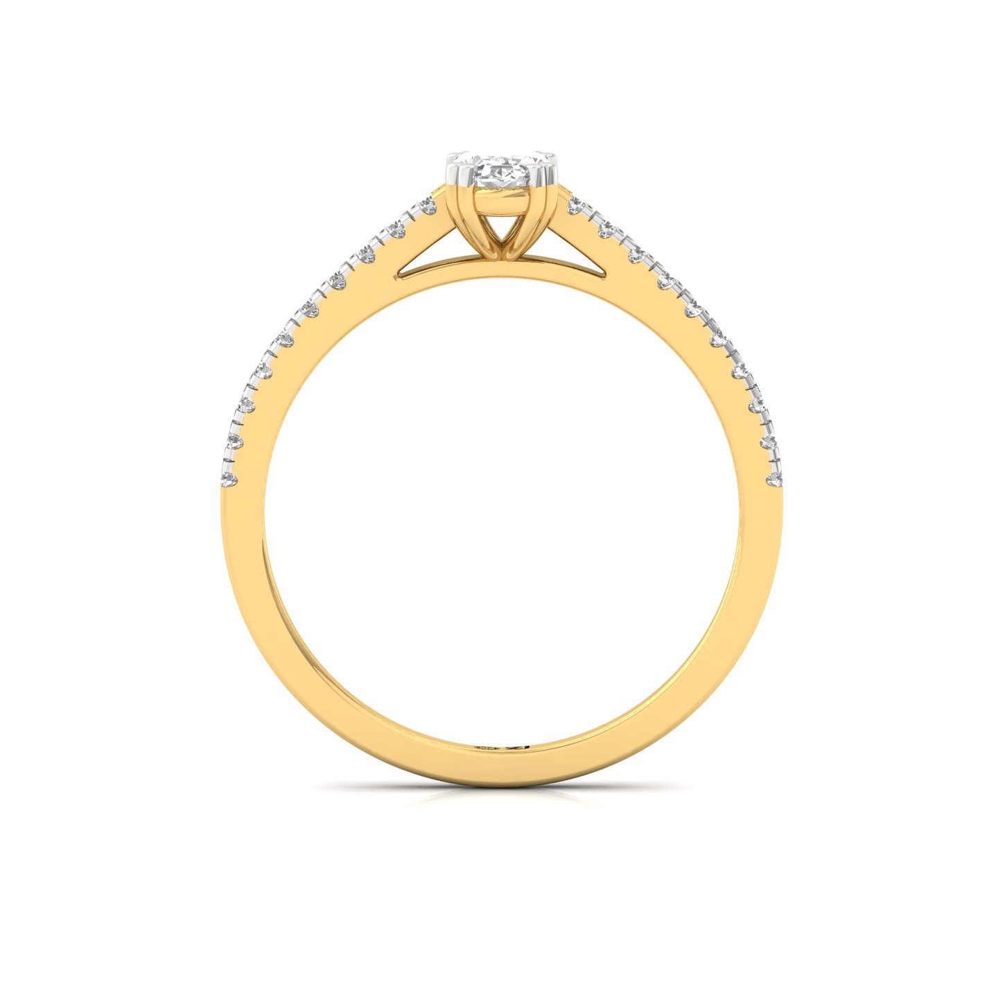 Oval Cut Diamond Solitaire Engagement Ring with Pave Band | Romantic Lab Grown CVD Diamond Ring of Love & Togetherness | 925 Silver | 10K | 14K | 18K - View 3