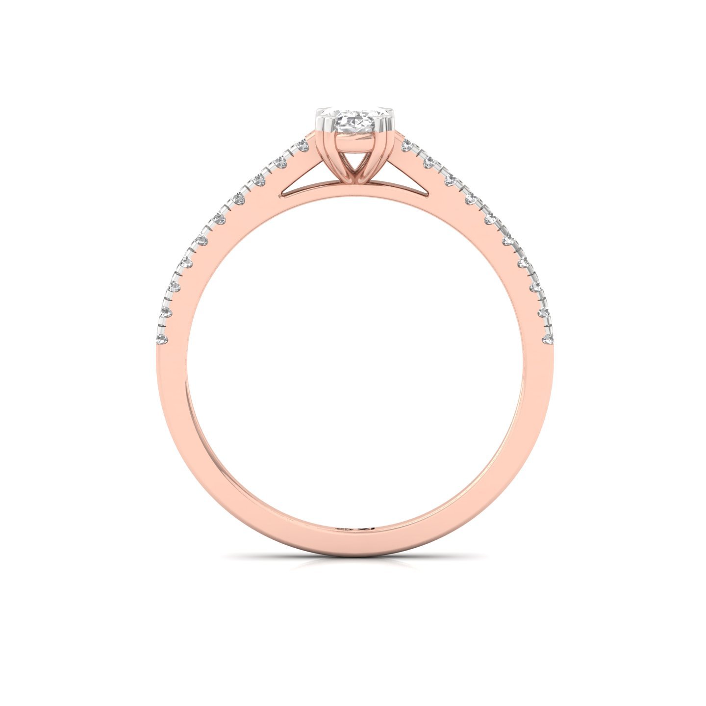 Oval Cut Diamond Solitaire Engagement Ring with Pave Band | Romantic Lab Grown CVD Diamond Ring of Love & Togetherness | 925 Silver | 10K | 14K | 18K - View 3