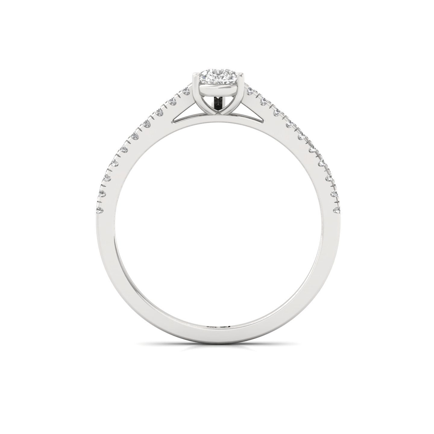 Pear Cut Diamond Solitaire Engagement Ring with Pave Band | Romantic Lab Grown CVD Diamond Ring of Love & Promise | 925 Silver | 10K | 14K | 18K - View 3