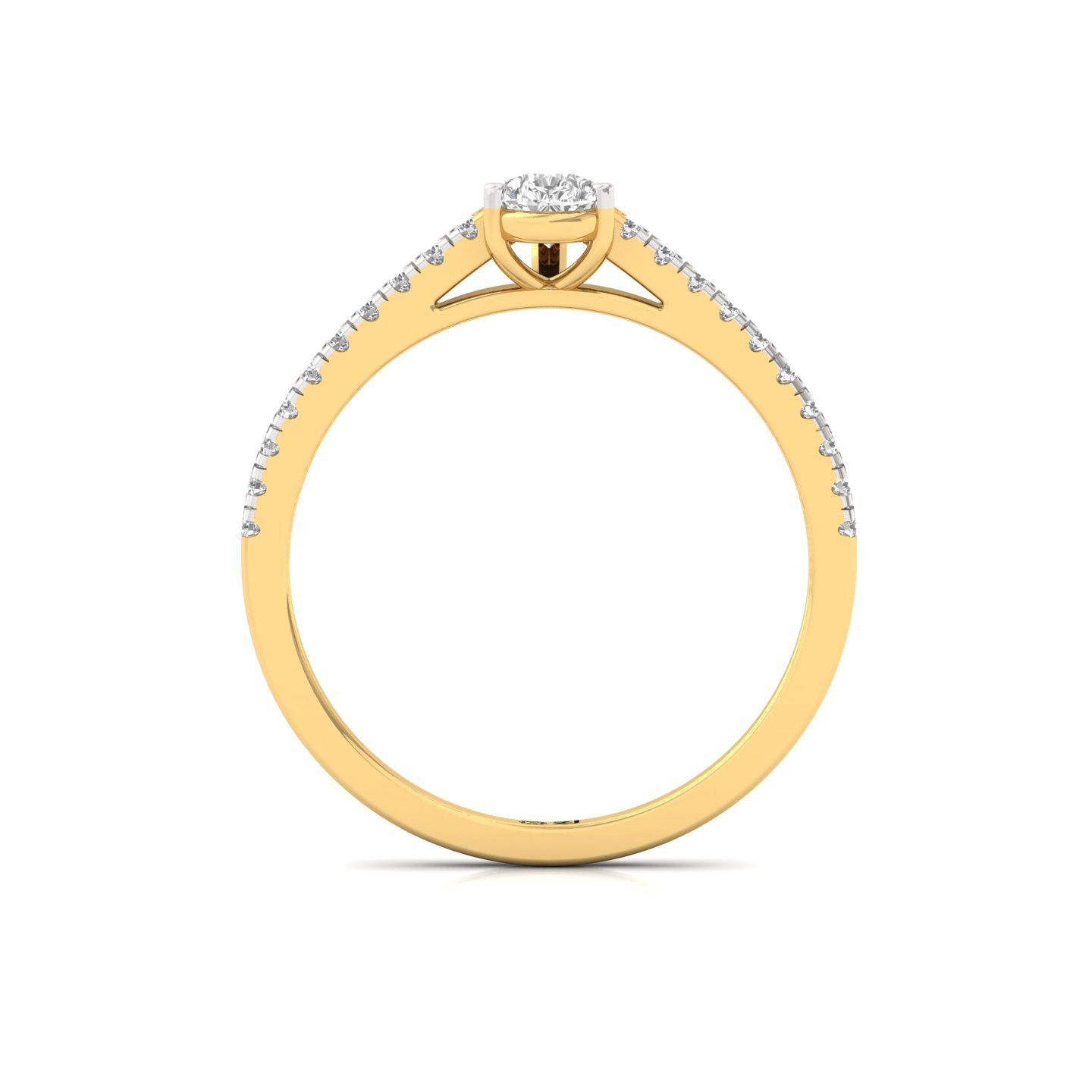 Pear Cut Diamond Solitaire Engagement Ring with Pave Band | Romantic Lab Grown CVD Diamond Ring of Love & Promise | 925 Silver | 10K | 14K | 18K - View 3