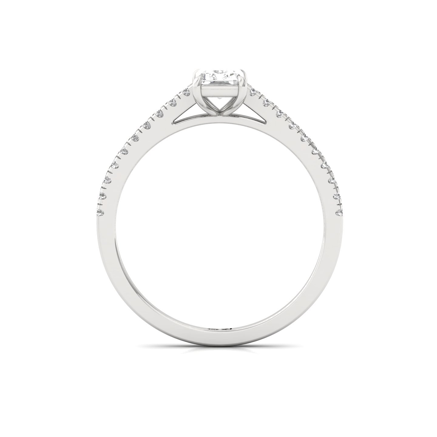 Radiant Cut Diamond Solitaire Engagement Ring with Pave Band | Timeless Lab Grown CVD Diamond Ring of Love & Elegance | 925 Silver | 10K | 14K | 18K - View 3