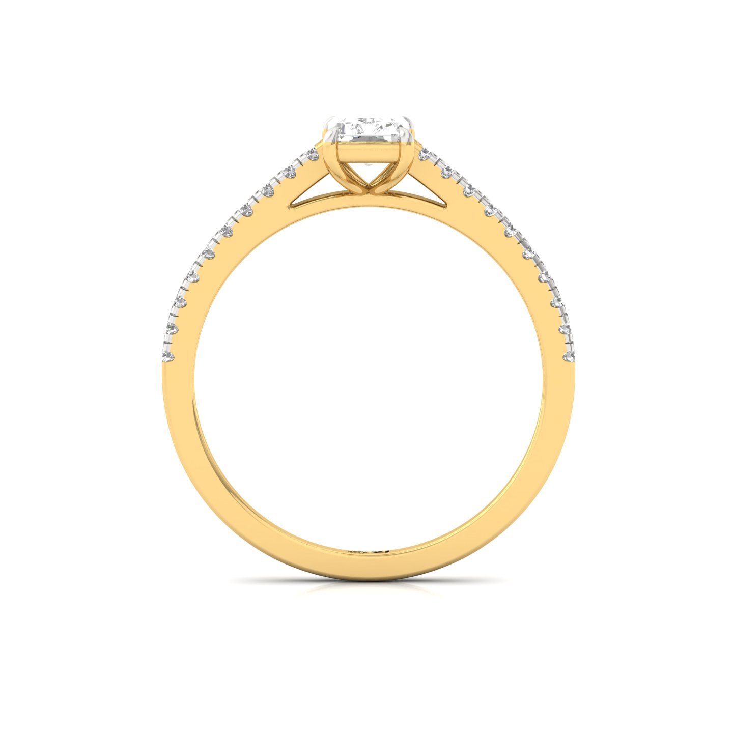 Radiant Cut Diamond Solitaire Engagement Ring with Pave Band | Timeless Lab Grown CVD Diamond Ring of Love & Elegance | 925 Silver | 10K | 14K | 18K - View 3