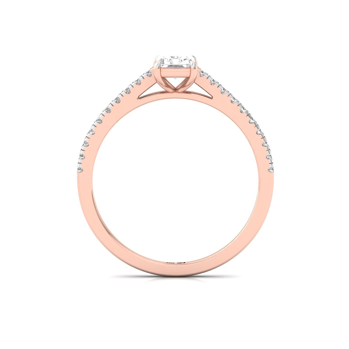 Radiant Cut Diamond Solitaire Engagement Ring with Pave Band | Timeless Lab Grown CVD Diamond Ring of Love & Elegance | 925 Silver | 10K | 14K | 18K - View 3