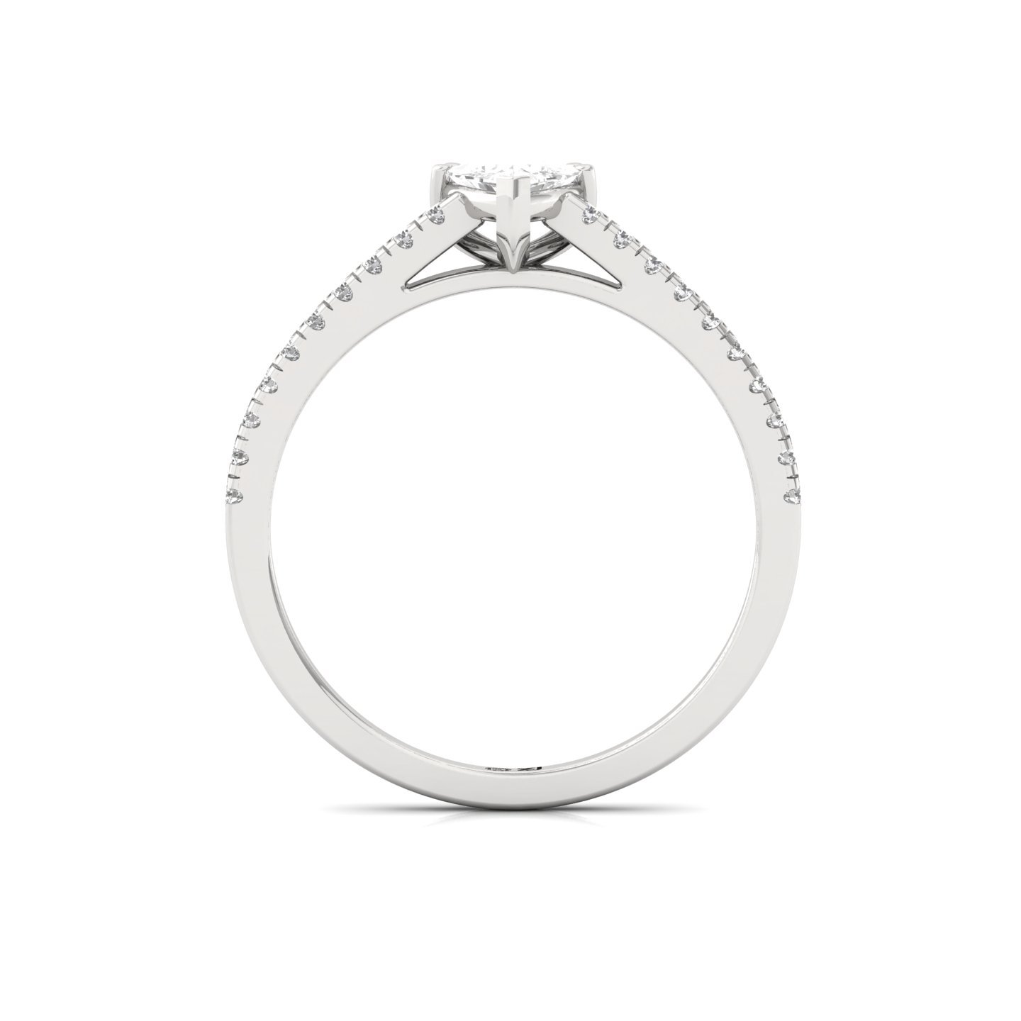 Trillion Cut Diamond Solitaire Engagement Ring with Pave Band | Lab Grown CVD Diamond Ring of Love & Strength | 925 Silver | 10K | 14K | 18K - View 3