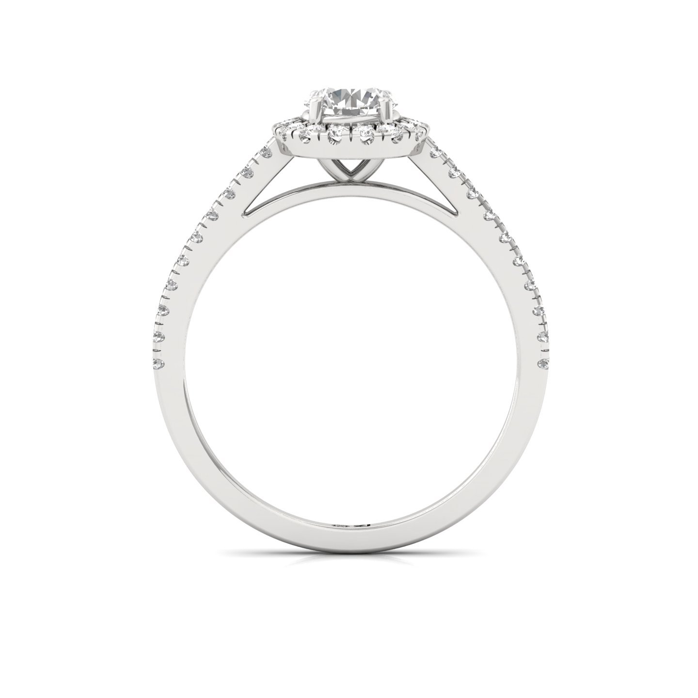Round Cut Halo Diamond Engagement Ring with Pave Band | Lab Grown CVD Diamond Ring of Love & Devotion | 925 Silver | 10K | 14K | 18K - View 3