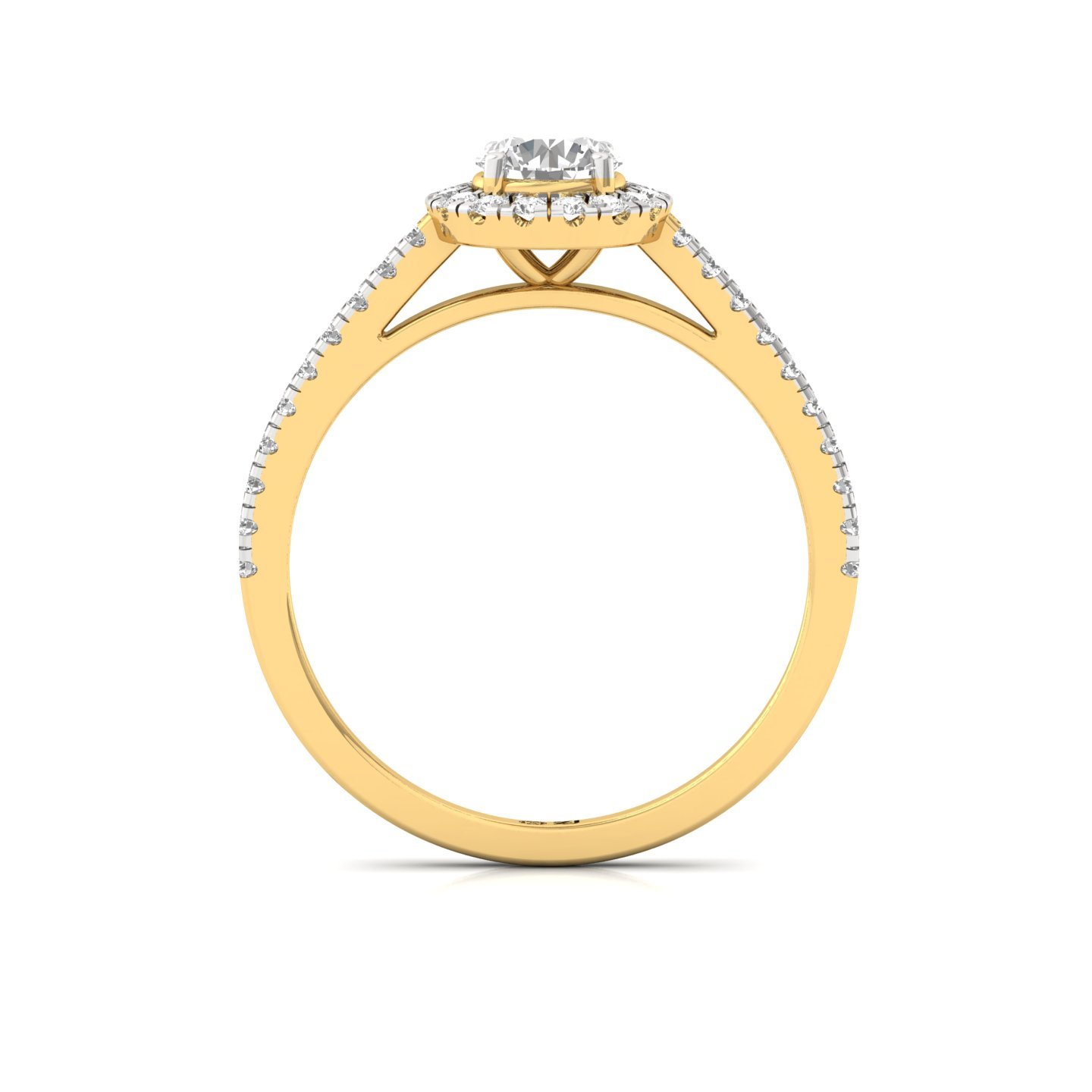 Round Cut Halo Diamond Engagement Ring with Pave Band | Lab Grown CVD Diamond Ring of Love & Devotion | 925 Silver | 10K | 14K | 18K - View 3