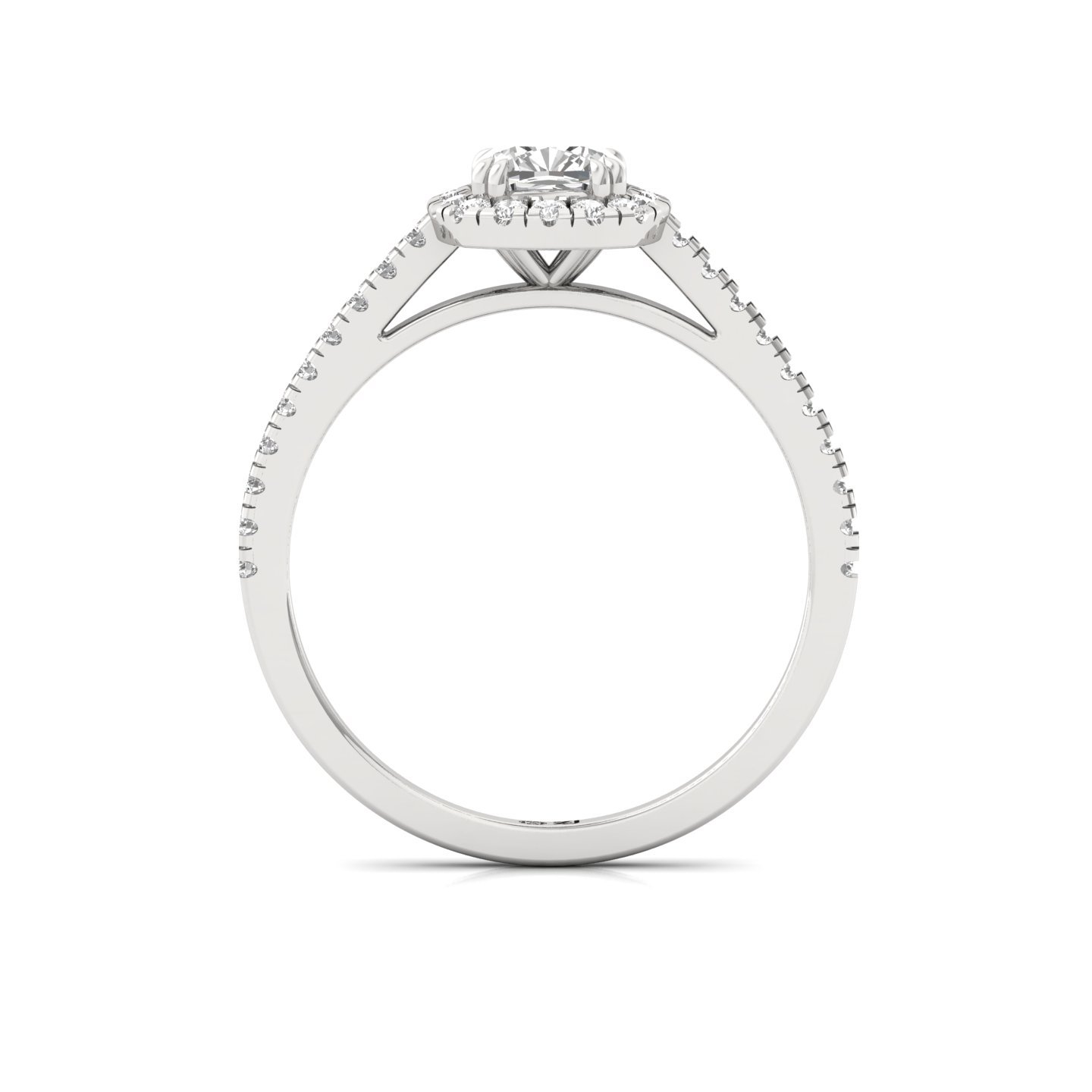 Cushion Cut Halo Diamond Engagement Ring with Pave Band | Lab Grown CVD Diamond Ring of Love & Commitment | 925 Silver | 10K | 14K | 18K - View 3