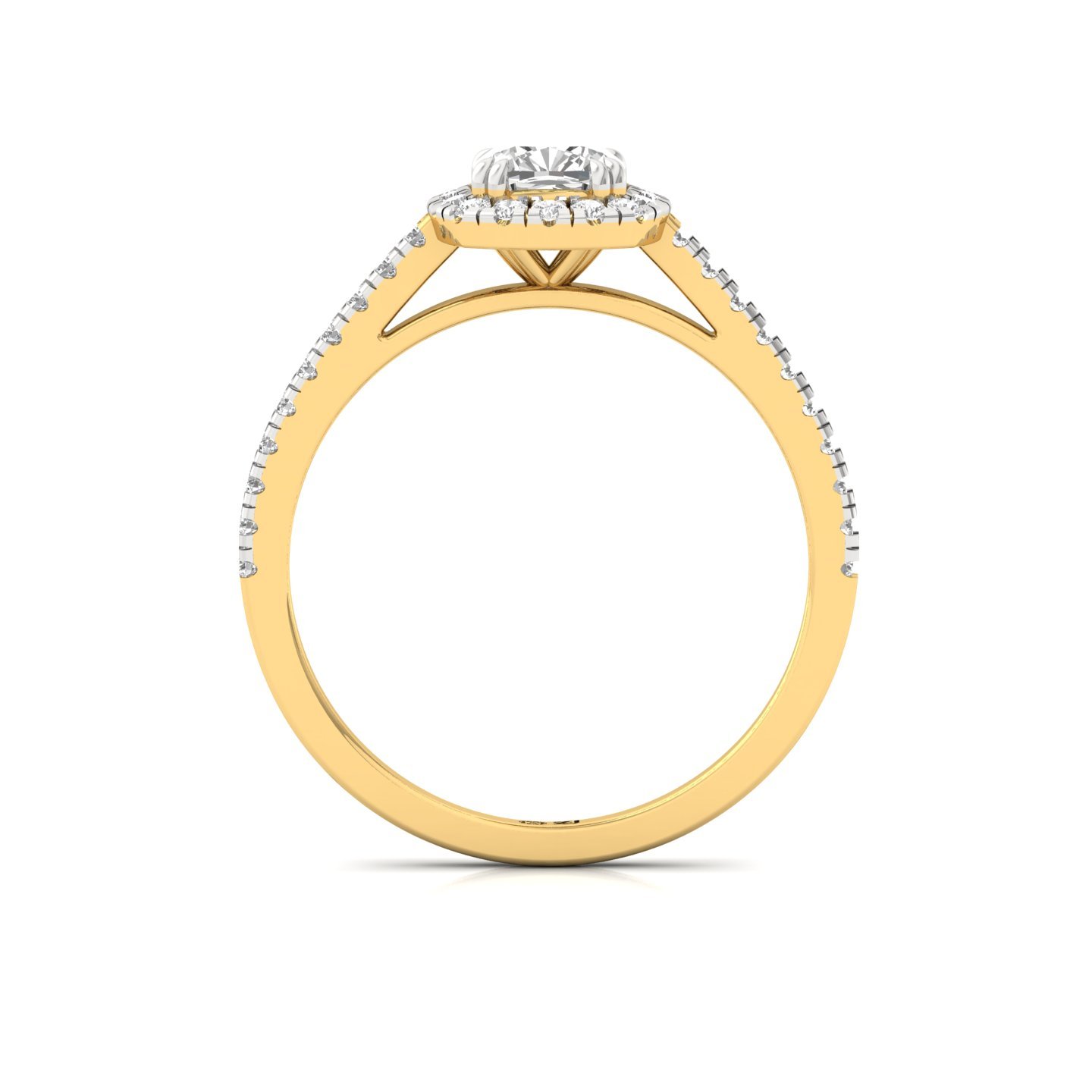 Cushion Cut Halo Diamond Engagement Ring with Pave Band | Lab Grown CVD Diamond Ring of Love & Commitment | 925 Silver | 10K | 14K | 18K - View 3