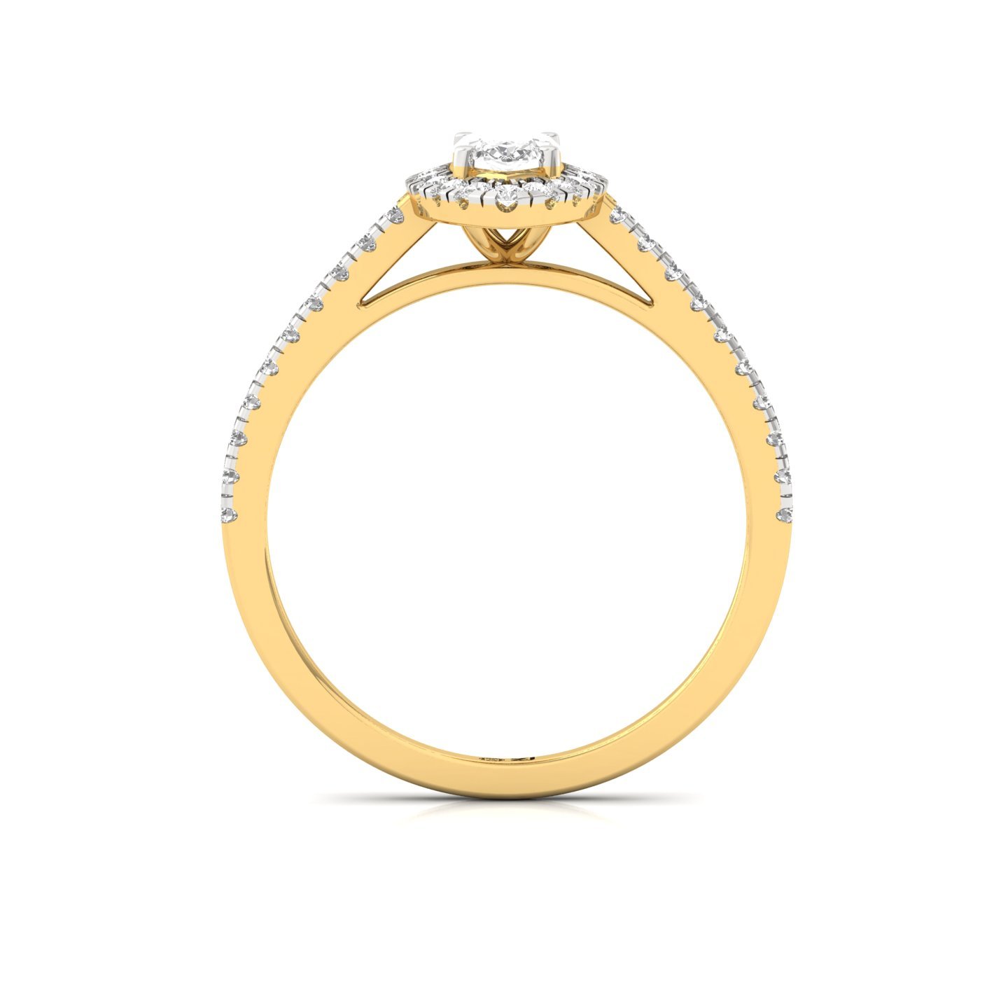 Marquise Halo Diamond Engagement Ring with Pave Band | Lab Grown CVD Diamond Ring | 925 Silver | 10K | 14K | 18K - View 3