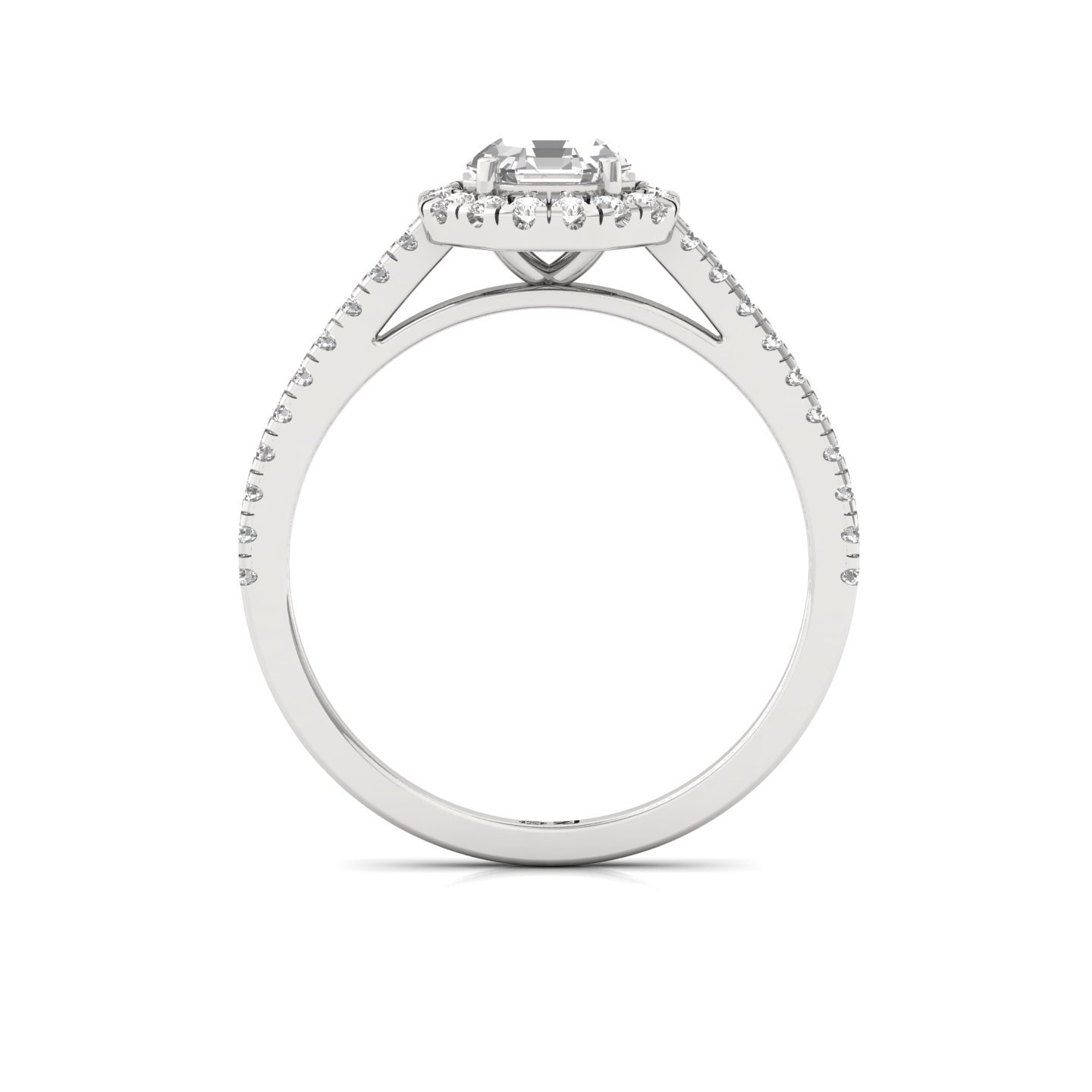 Octagon Halo Diamond Engagement Ring with Pave Band | Lab Grown CVD Diamond | 925 Silver | 10K | 14K | 18K - View 3