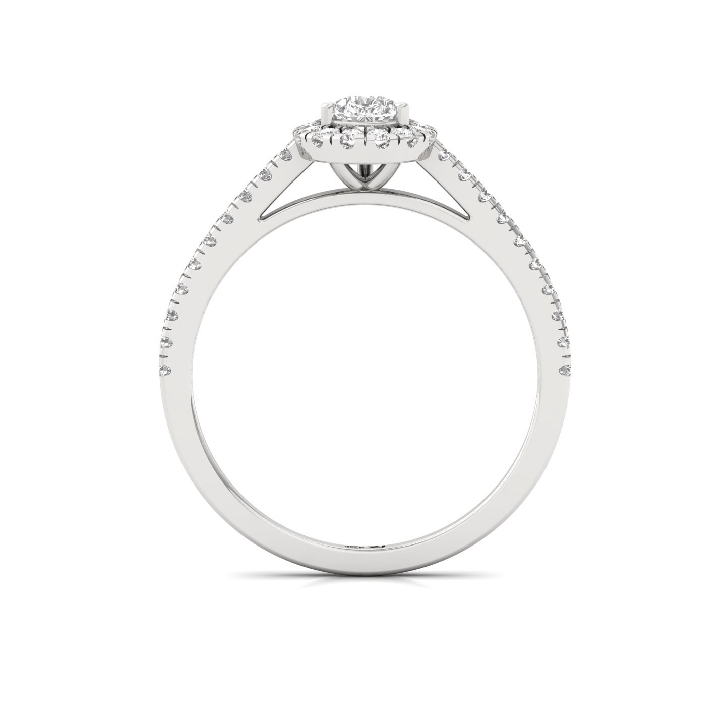 Pear Halo Diamond Engagement Ring | Lab Grown CVD Diamond | Elegant Pave Band | 925 Silver | 10K | 14K | 18K - View 3