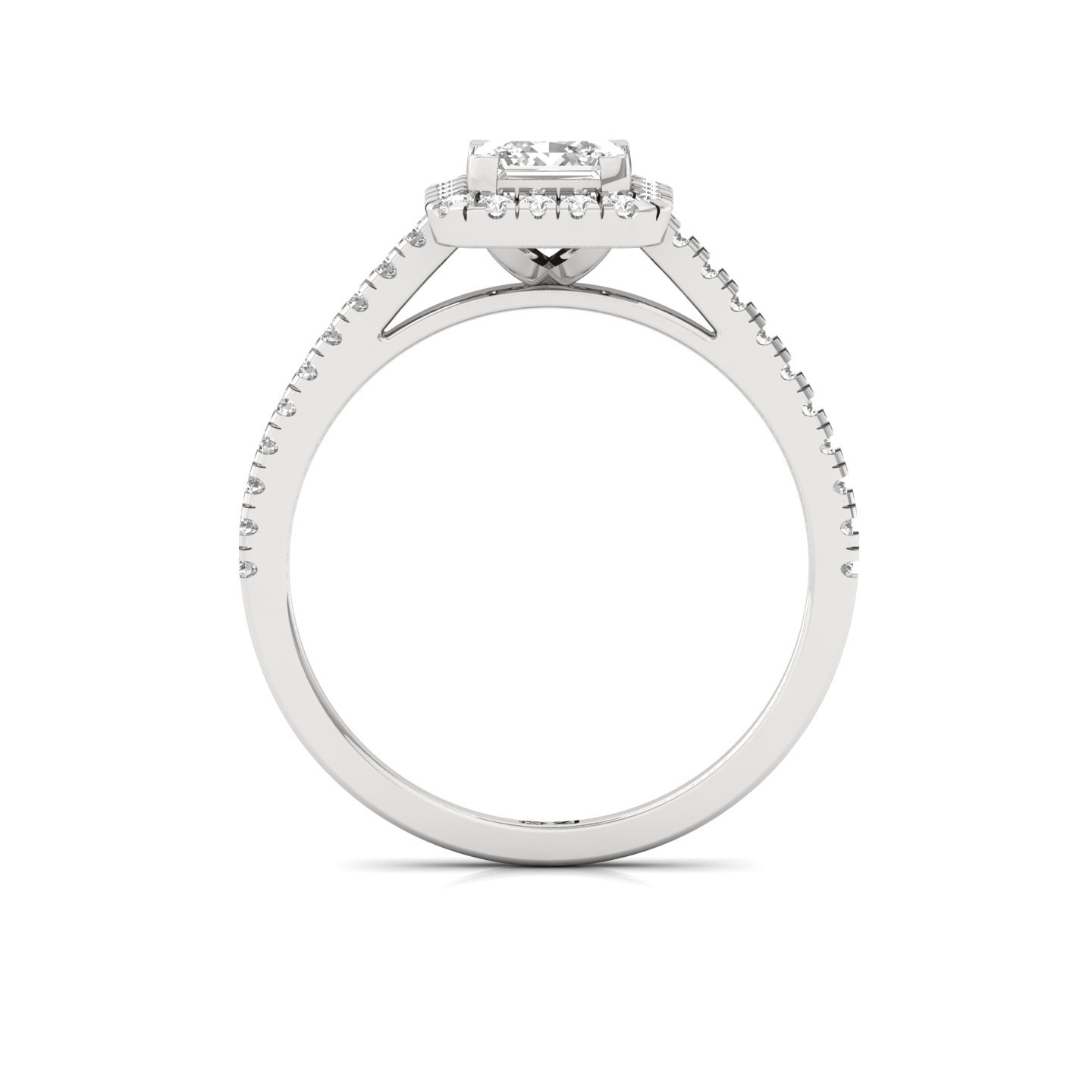 Princess Halo Diamond Engagement Ring | Lab Grown CVD Diamond | Elegant Pave Band | 925 Silver | 10K | 14K | 18K - View 3
