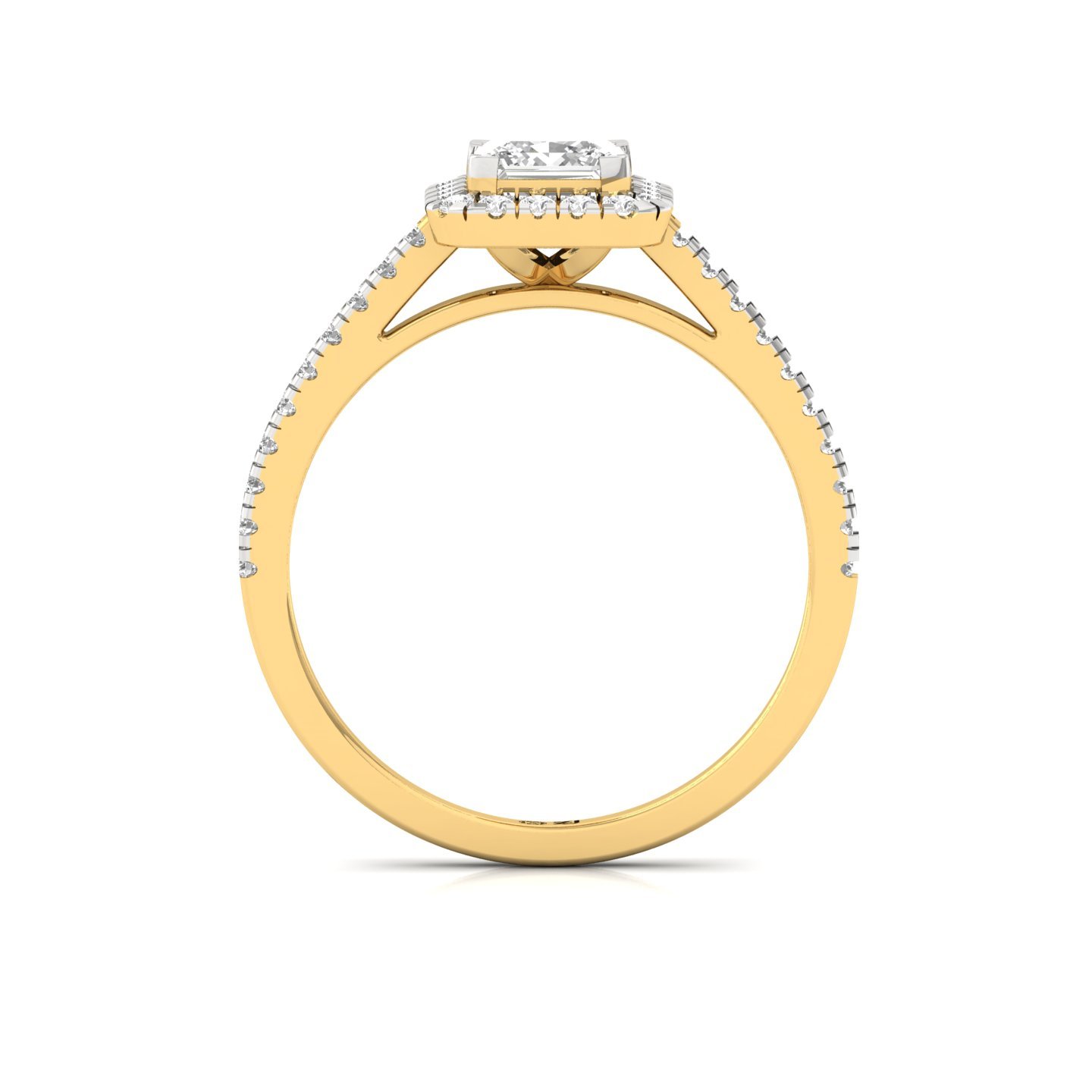 Princess Halo Diamond Engagement Ring | Lab Grown CVD Diamond | Elegant Pave Band | 925 Silver | 10K | 14K | 18K - View 3