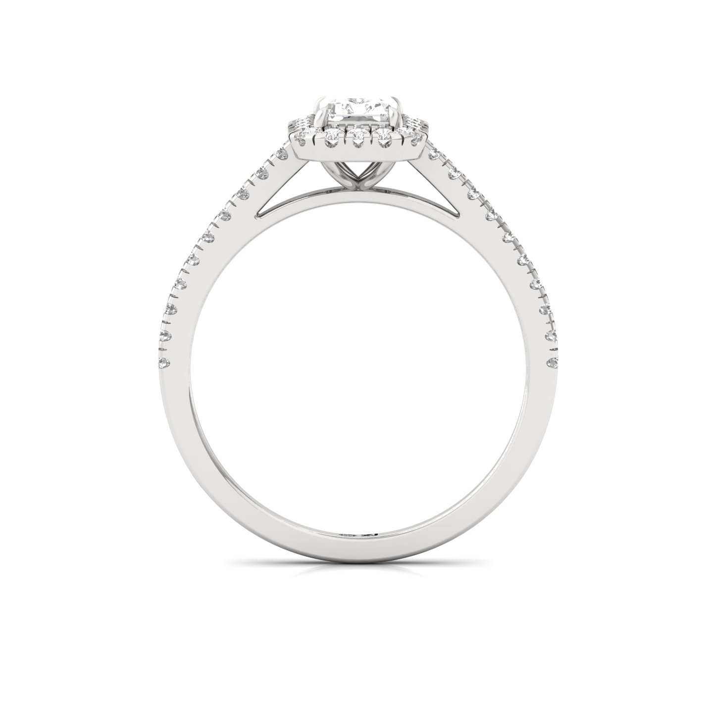 Radiant Halo Diamond Engagement Ring | Lab Grown CVD Diamond | Elegant Pave Band | 925 Silver | 10K | 14K | 18K - View 3