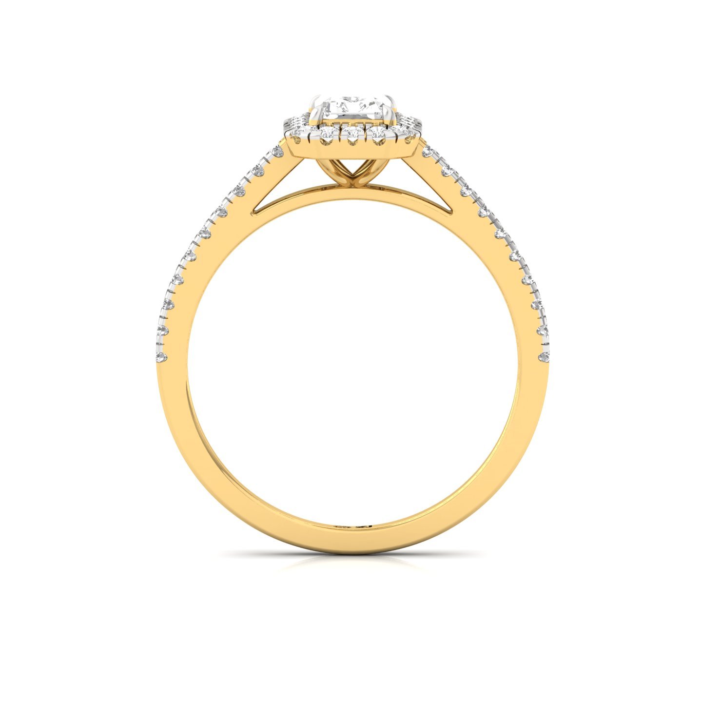 Radiant Halo Diamond Engagement Ring | Lab Grown CVD Diamond | Elegant Pave Band | 925 Silver | 10K | 14K | 18K - View 3