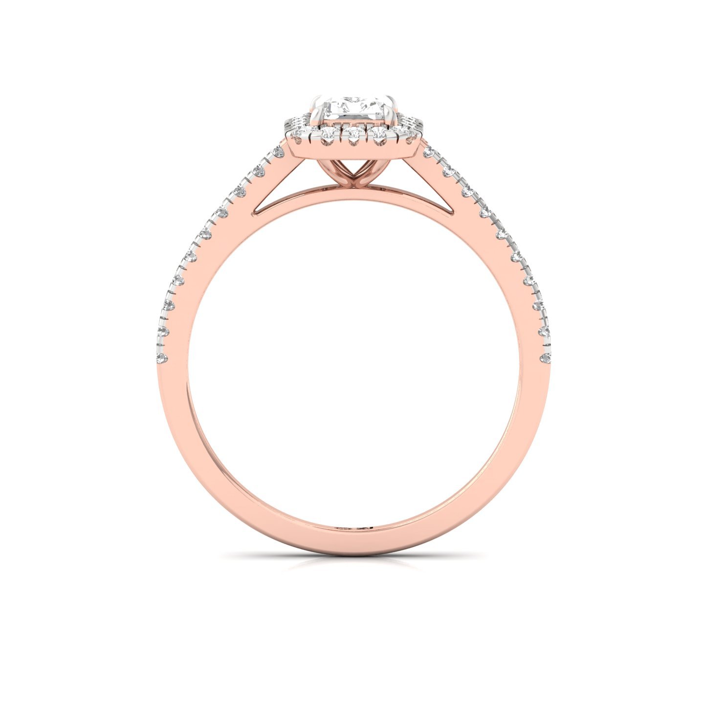 Radiant Halo Diamond Engagement Ring | Lab Grown CVD Diamond | Elegant Pave Band | 925 Silver | 10K | 14K | 18K - View 3