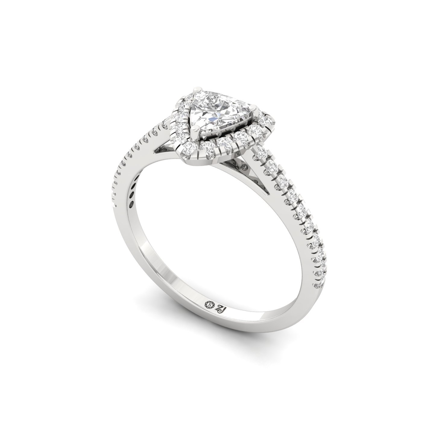 Trillion Halo Diamond Engagement Ring | Lab Grown CVD Diamond | Elegant Pave Band | 925 Silver | 10K | 14K | 18K - View 2