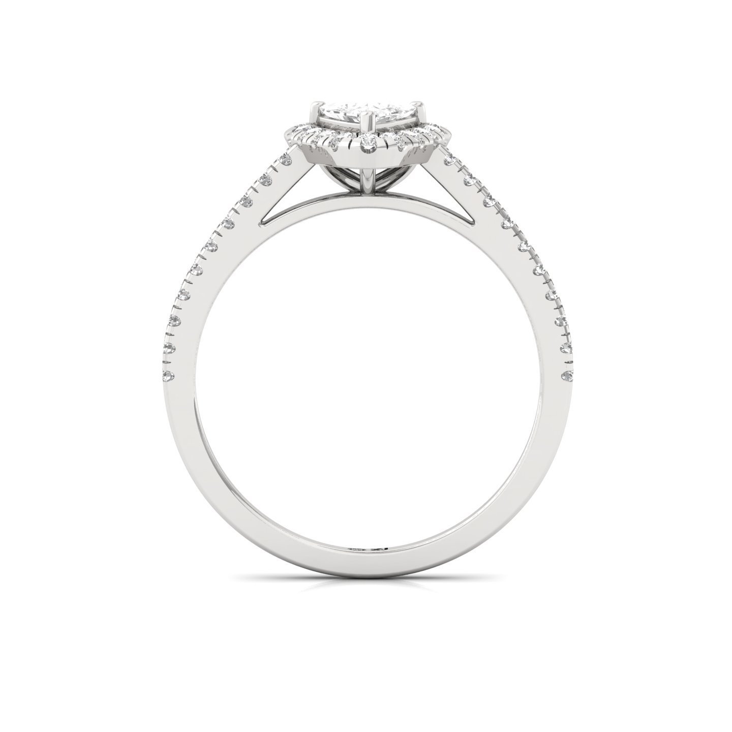 Trillion Halo Diamond Engagement Ring | Lab Grown CVD Diamond | Elegant Pave Band | 925 Silver | 10K | 14K | 18K - View 3