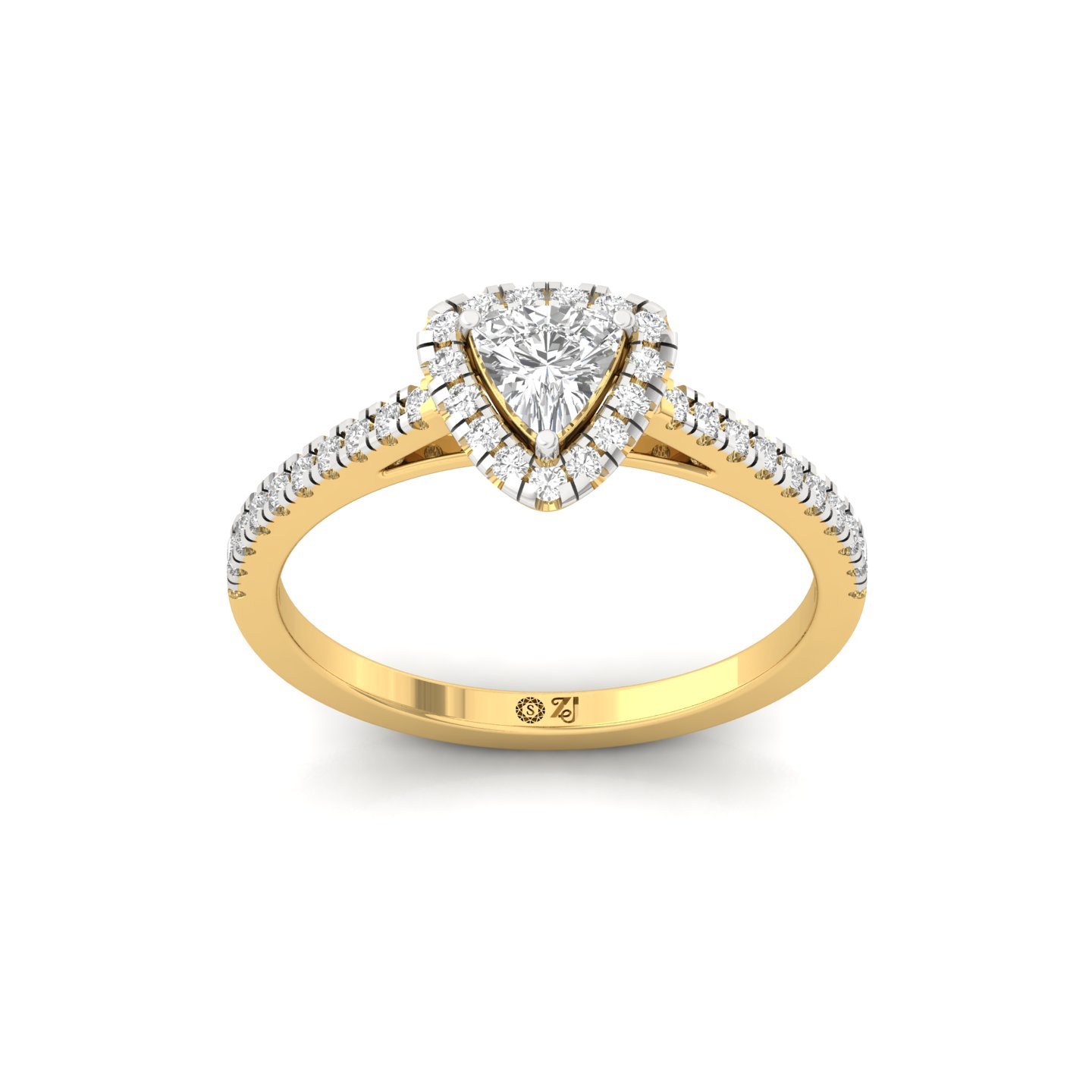 Trillion Halo Diamond Engagement Ring | Lab Grown CVD Diamond | Elegant Pave Band | 925 Silver | 10K | 14K | 18K - Gold Main View