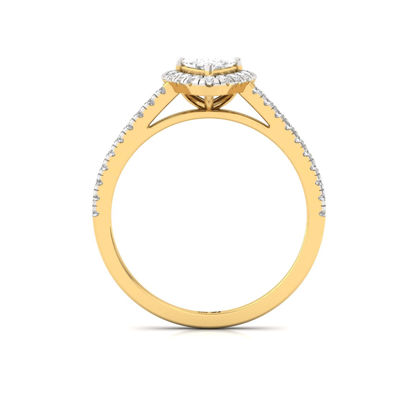 Trillion Halo Diamond Engagement Ring | Lab Grown CVD Diamond | Elegant Pave Band | 925 Silver | 10K | 14K | 18K - View 3