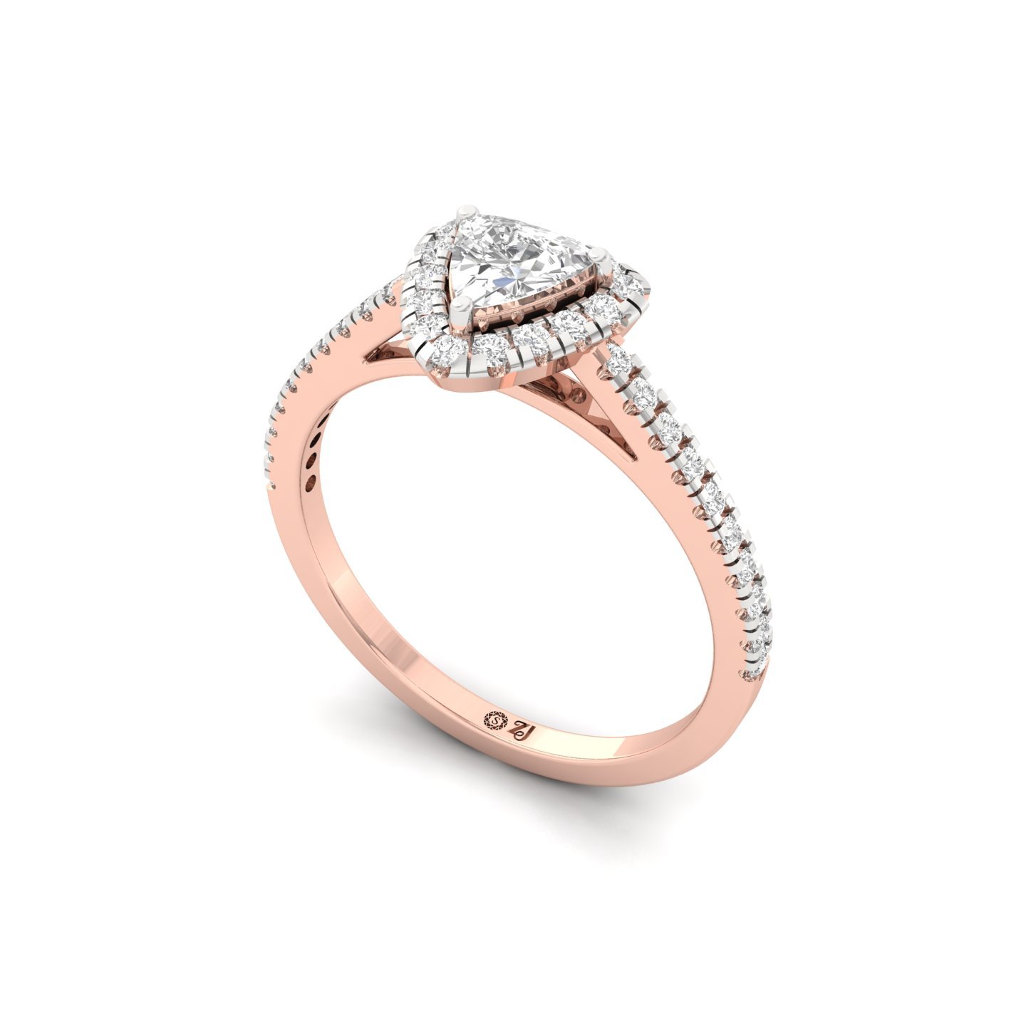 Trillion Halo Diamond Engagement Ring | Lab Grown CVD Diamond | Elegant Pave Band | 925 Silver | 10K | 14K | 18K - View 2