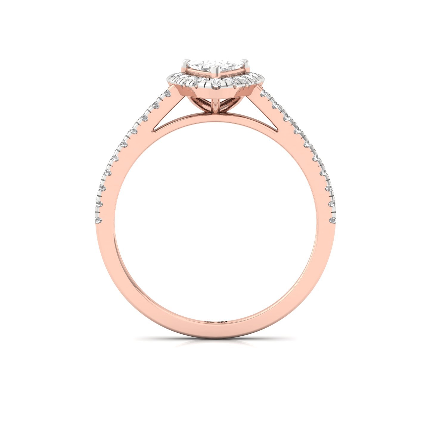 Trillion Halo Diamond Engagement Ring | Lab Grown CVD Diamond | Elegant Pave Band | 925 Silver | 10K | 14K | 18K - View 3