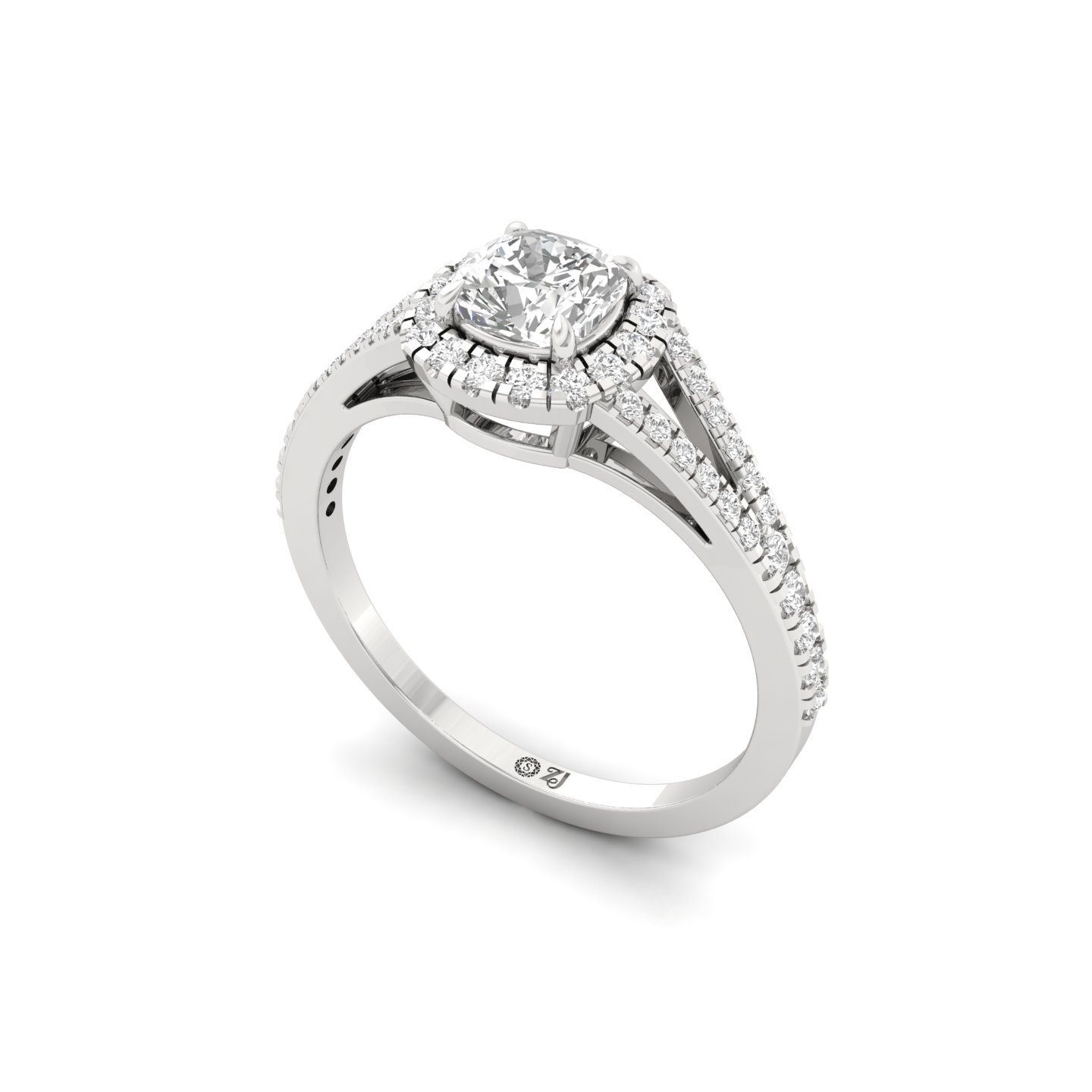 Cushion Halo Split Shank Diamond Engagement Ring | Lab Grown CVD Diamond | Vintage Bridal Ring | 925 Silver | 10K | 14K | 18K - View 2