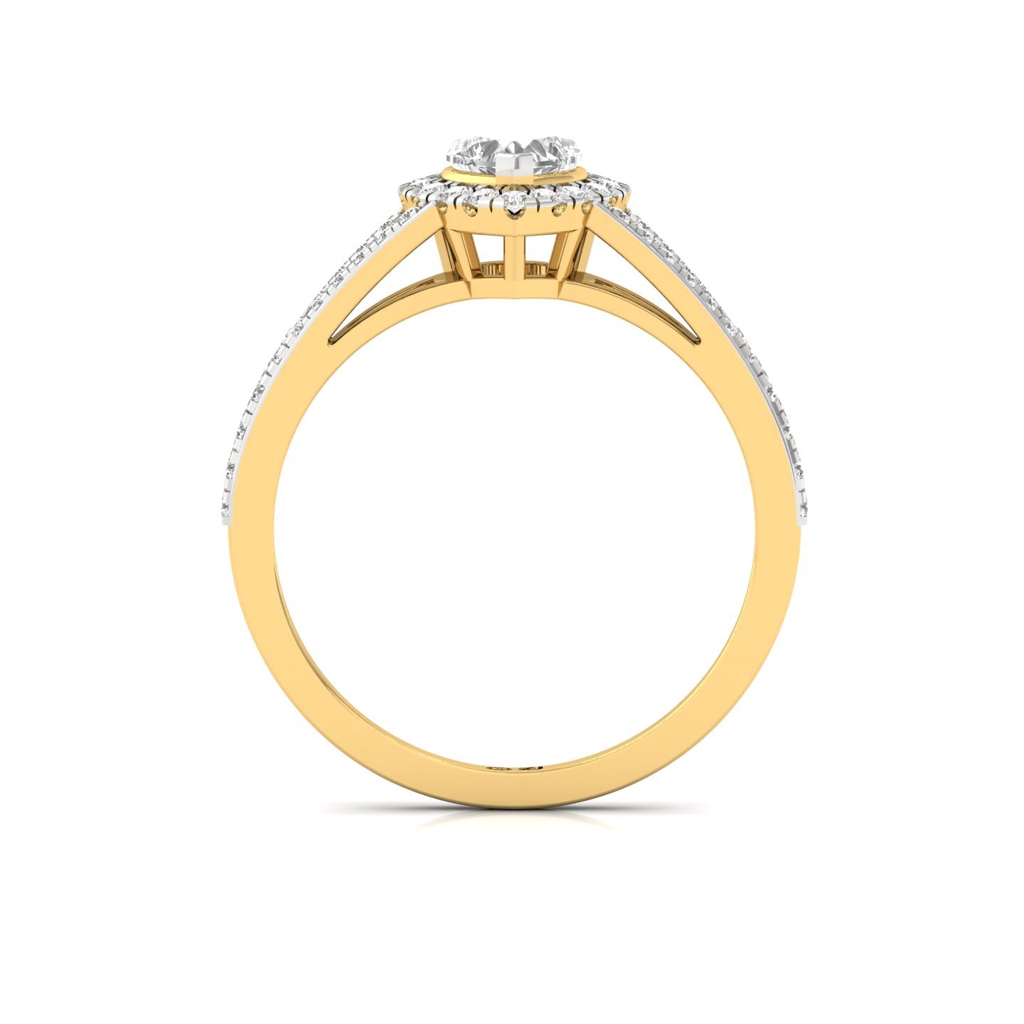 Heart Halo Split Shank Diamond Engagement Ring | Lab Grown CVD Diamond | Romantic Bridal Ring | 925 Silver | 10K | 14K | 18K - View 3