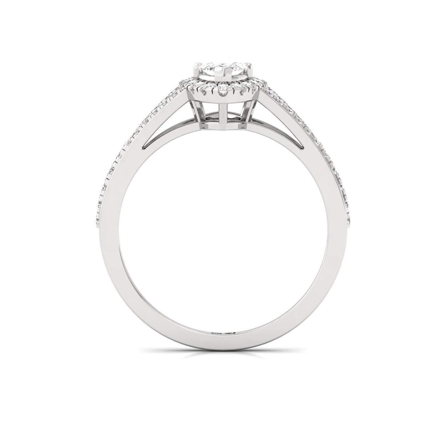 Marquise Halo Split Shank Diamond Engagement Ring | Lab Grown CVD Diamond | Elegant Bridal Ring | 925 Silver | 10K | 14K | 18K - View 3
