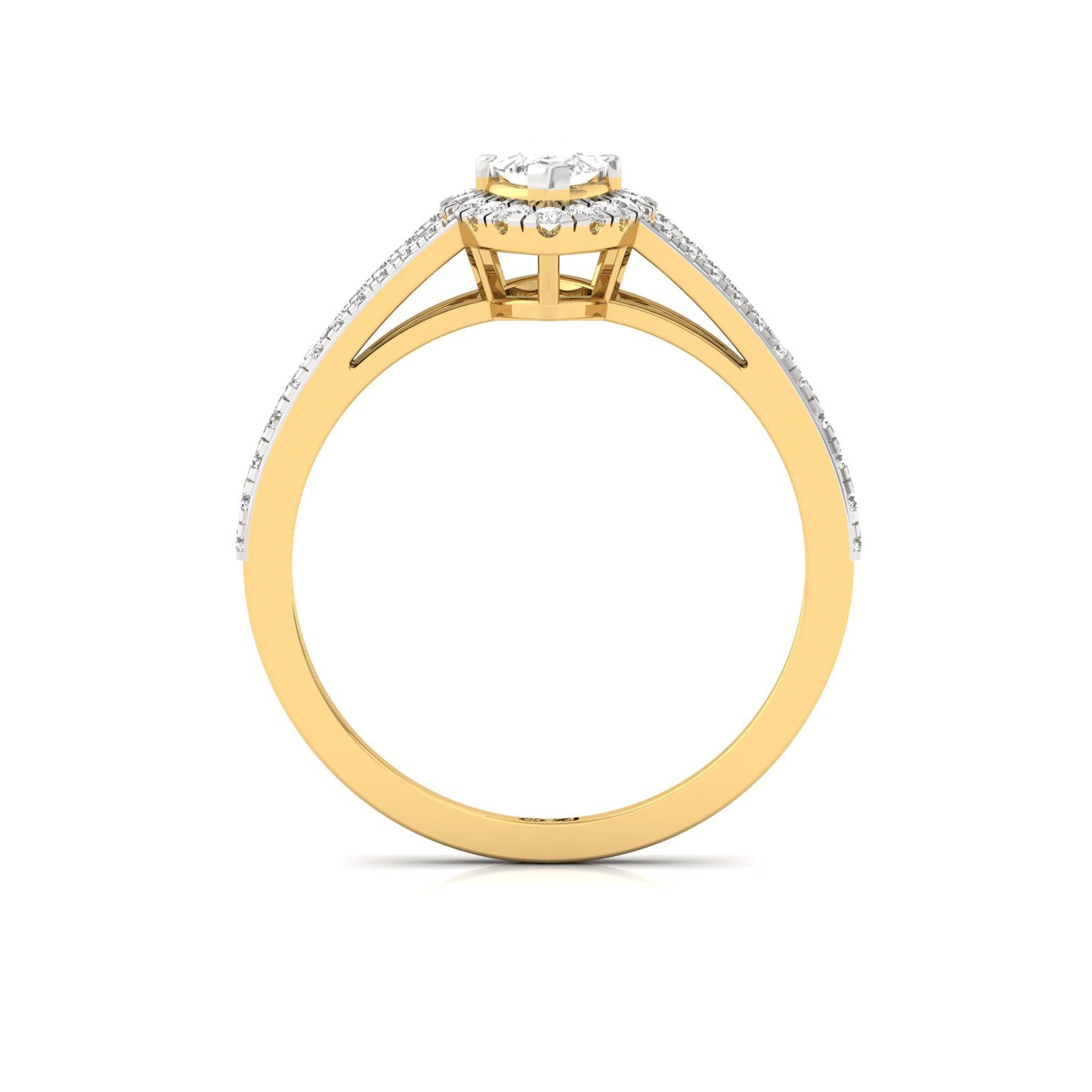 Marquise Halo Split Shank Diamond Engagement Ring | Lab Grown CVD Diamond | Elegant Bridal Ring | 925 Silver | 10K | 14K | 18K - View 3