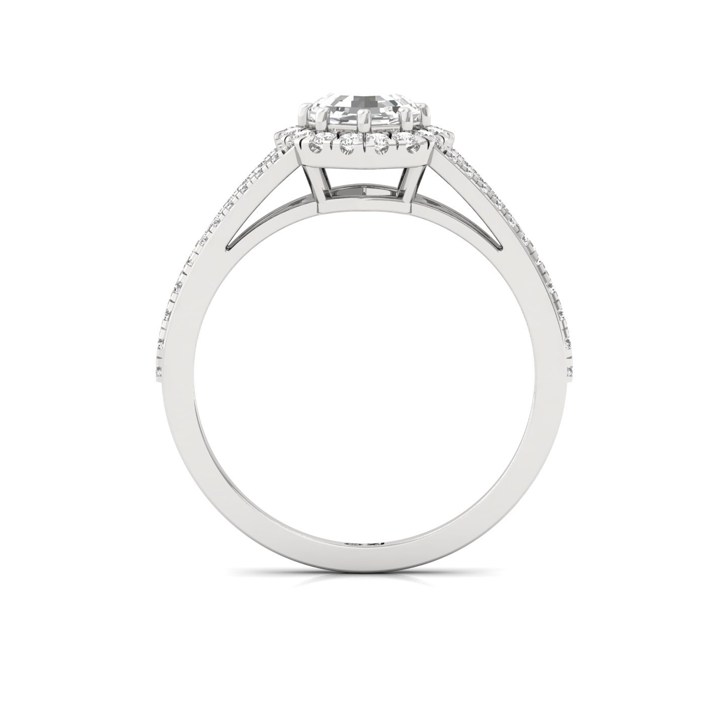 Octagon Halo Split Shank Diamond Engagement Ring | Lab Grown CVD Diamond | Vintage-Inspired Bridal Ring | 925 Silver | 10K | 14K | 18K - View 3