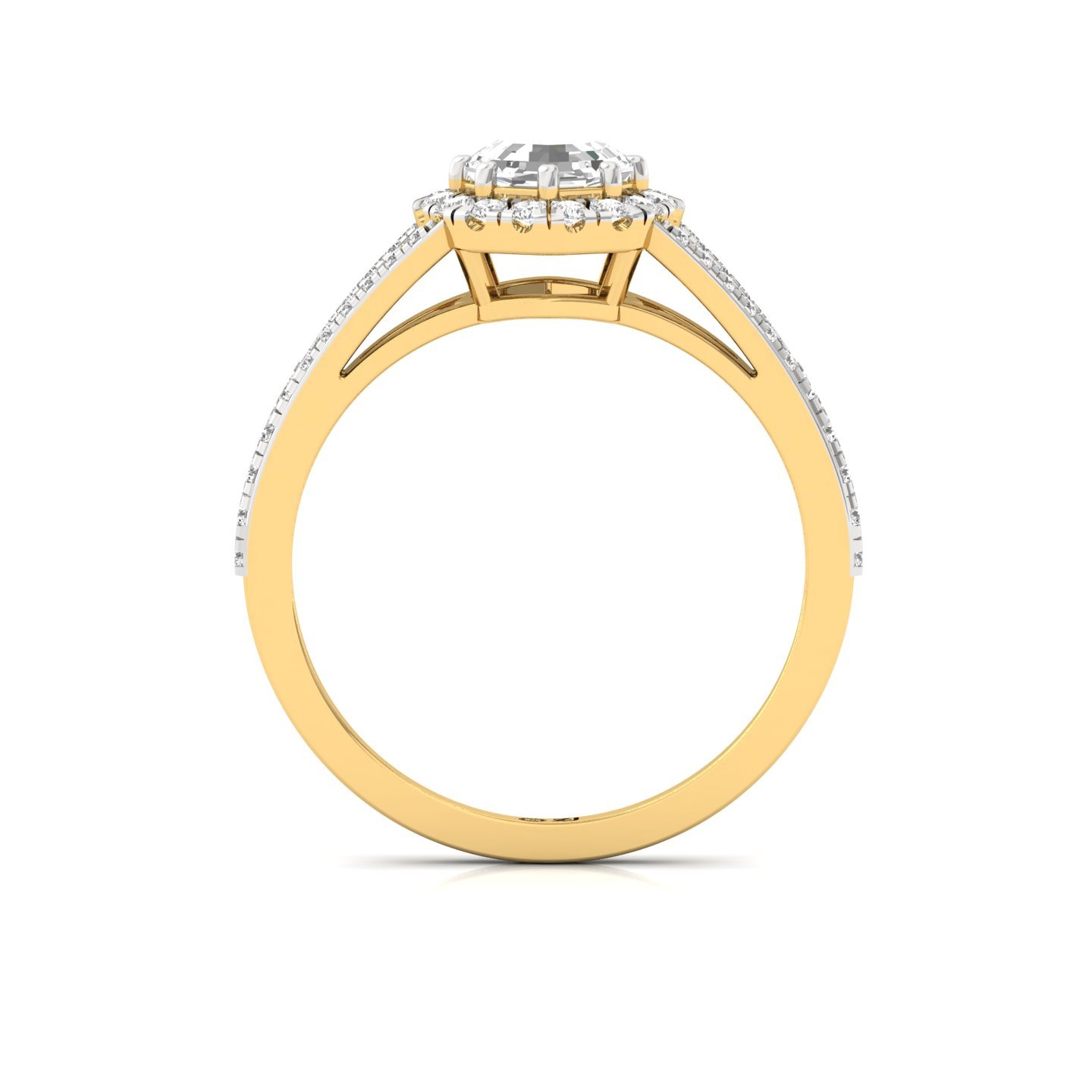 Octagon Halo Split Shank Diamond Engagement Ring | Lab Grown CVD Diamond | Vintage-Inspired Bridal Ring | 925 Silver | 10K | 14K | 18K - View 3