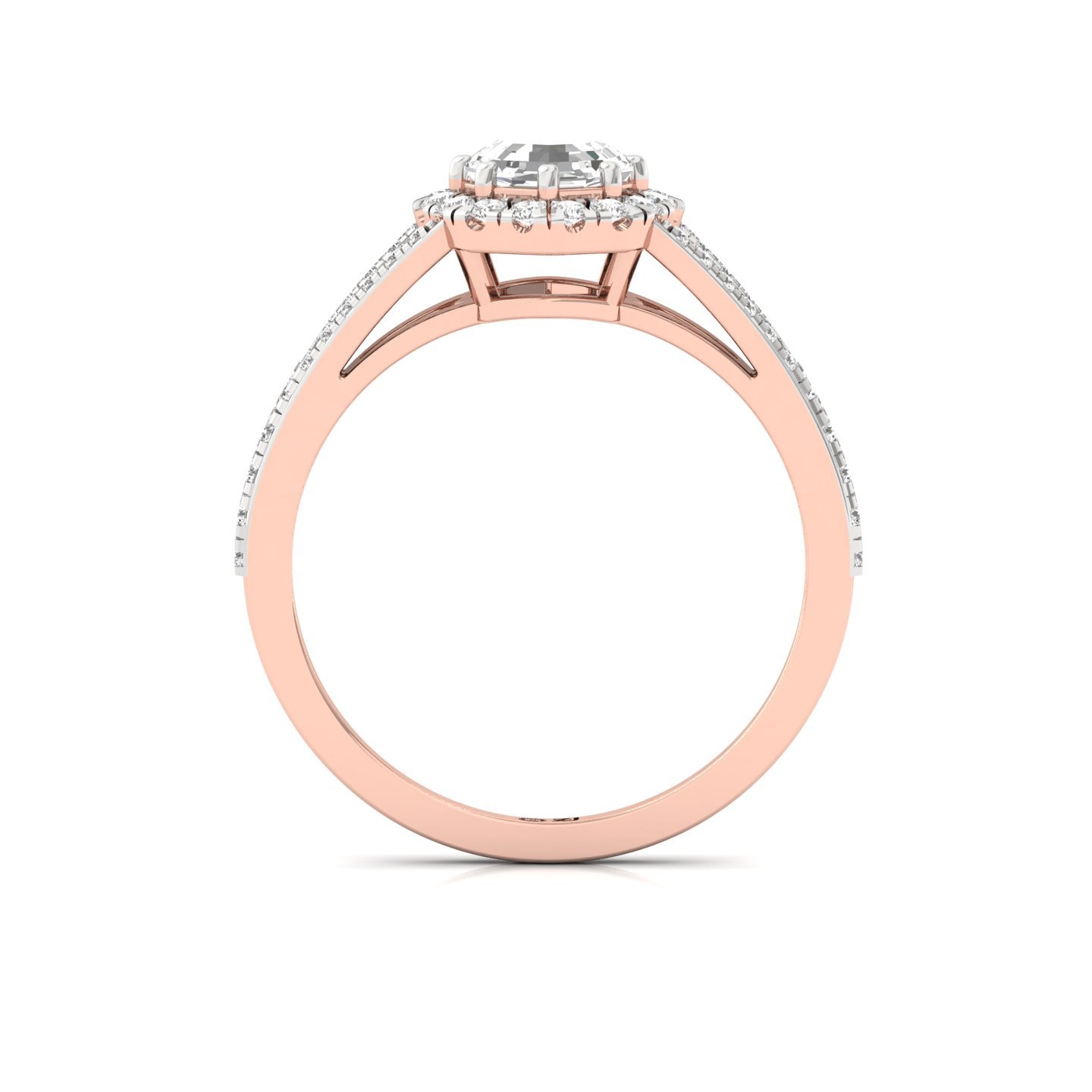 Octagon Halo Split Shank Diamond Engagement Ring | Lab Grown CVD Diamond | Vintage-Inspired Bridal Ring | 925 Silver | 10K | 14K | 18K - View 3