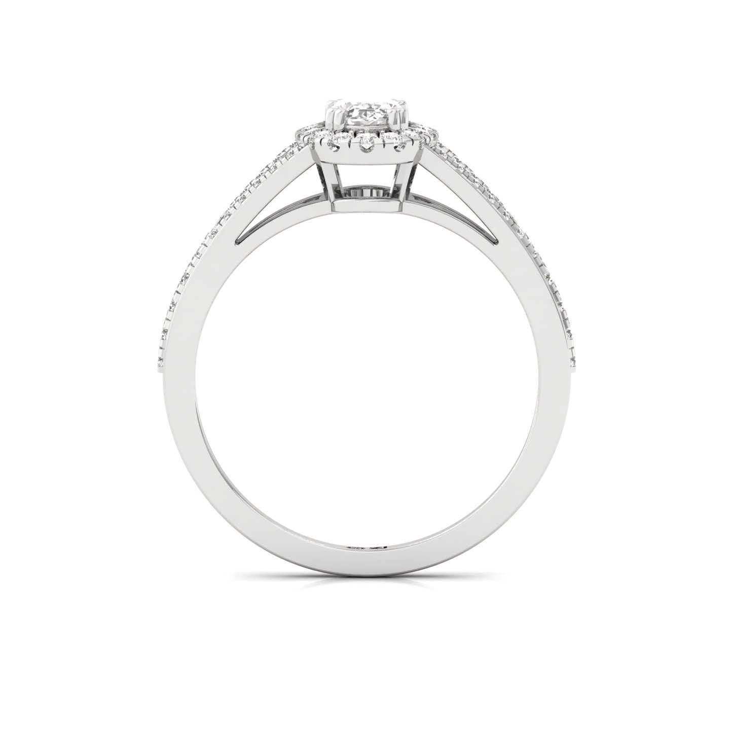 Oval Halo Split Shank Diamond Engagement Ring | Lab Grown CVD Diamond | Elegant Bridal Ring | 925 Silver | 10K | 14K | 18K - View 3