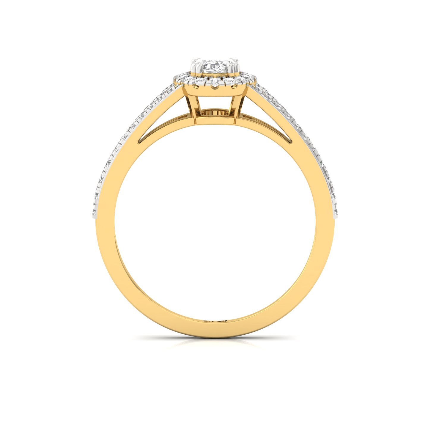 Oval Halo Split Shank Diamond Engagement Ring | Lab Grown CVD Diamond | Elegant Bridal Ring | 925 Silver | 10K | 14K | 18K - View 3