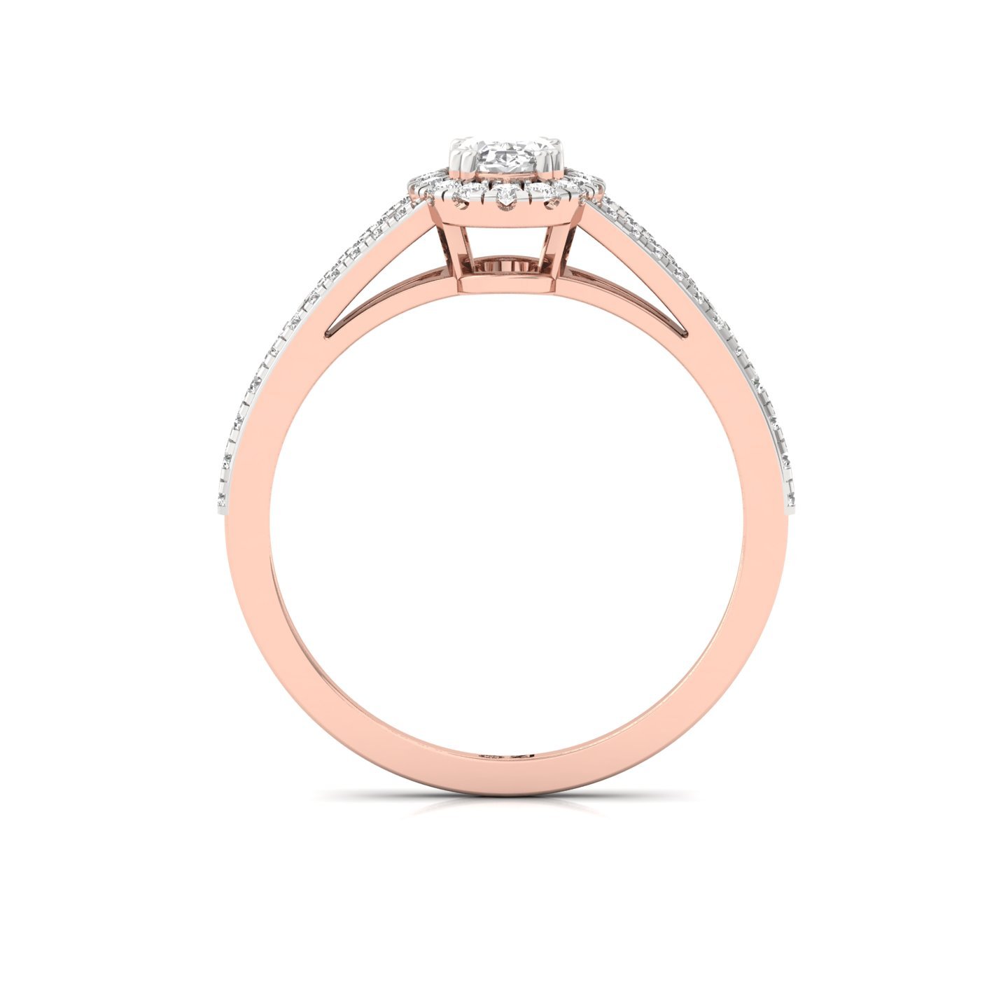 Oval Halo Split Shank Diamond Engagement Ring | Lab Grown CVD Diamond | Elegant Bridal Ring | 925 Silver | 10K | 14K | 18K - View 3