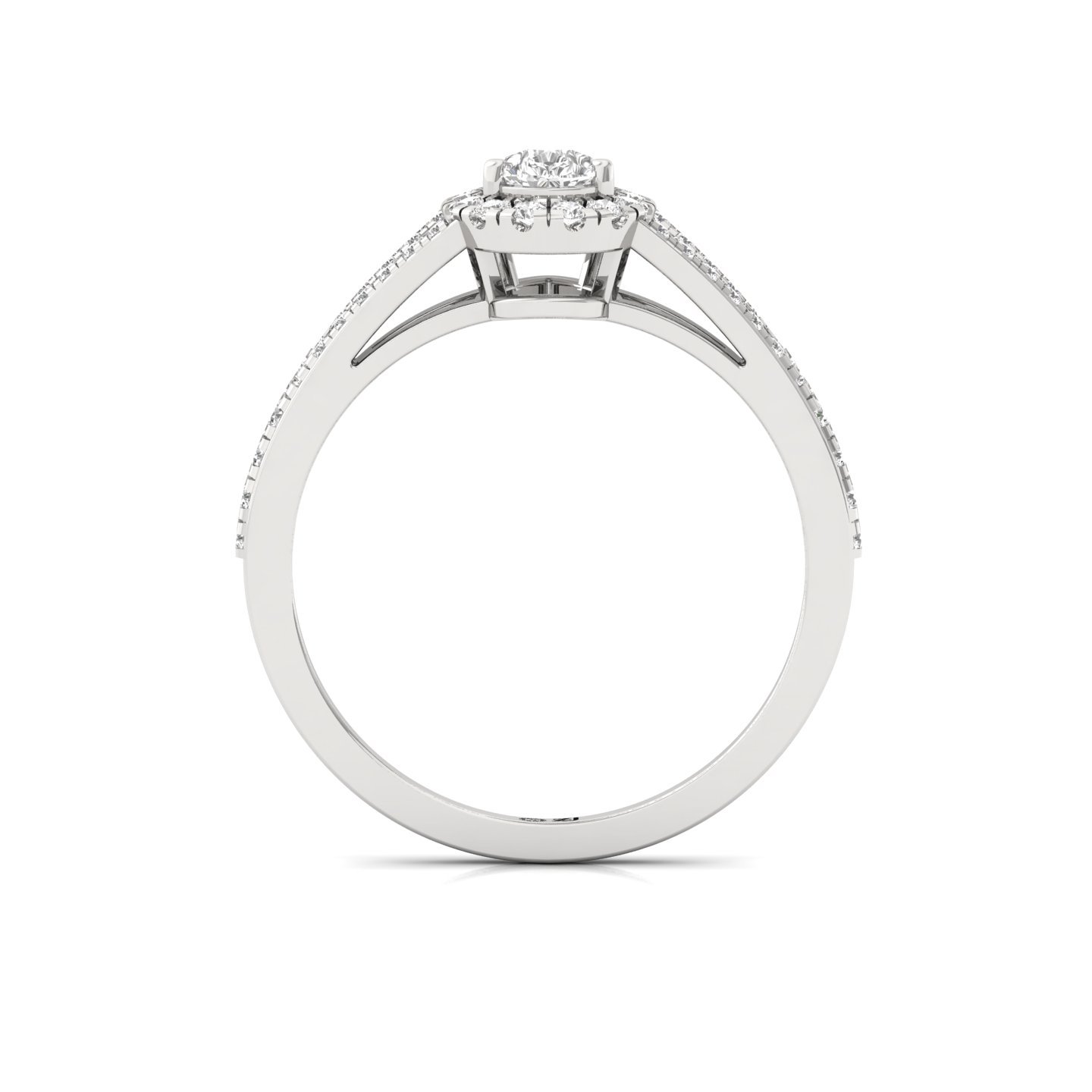 Pear Double Halo Split Shank Diamond Engagement Ring | Lab Grown CVD Diamond | Elegant Bridal Ring | Silver | 10K | 14K | 18K - Main View