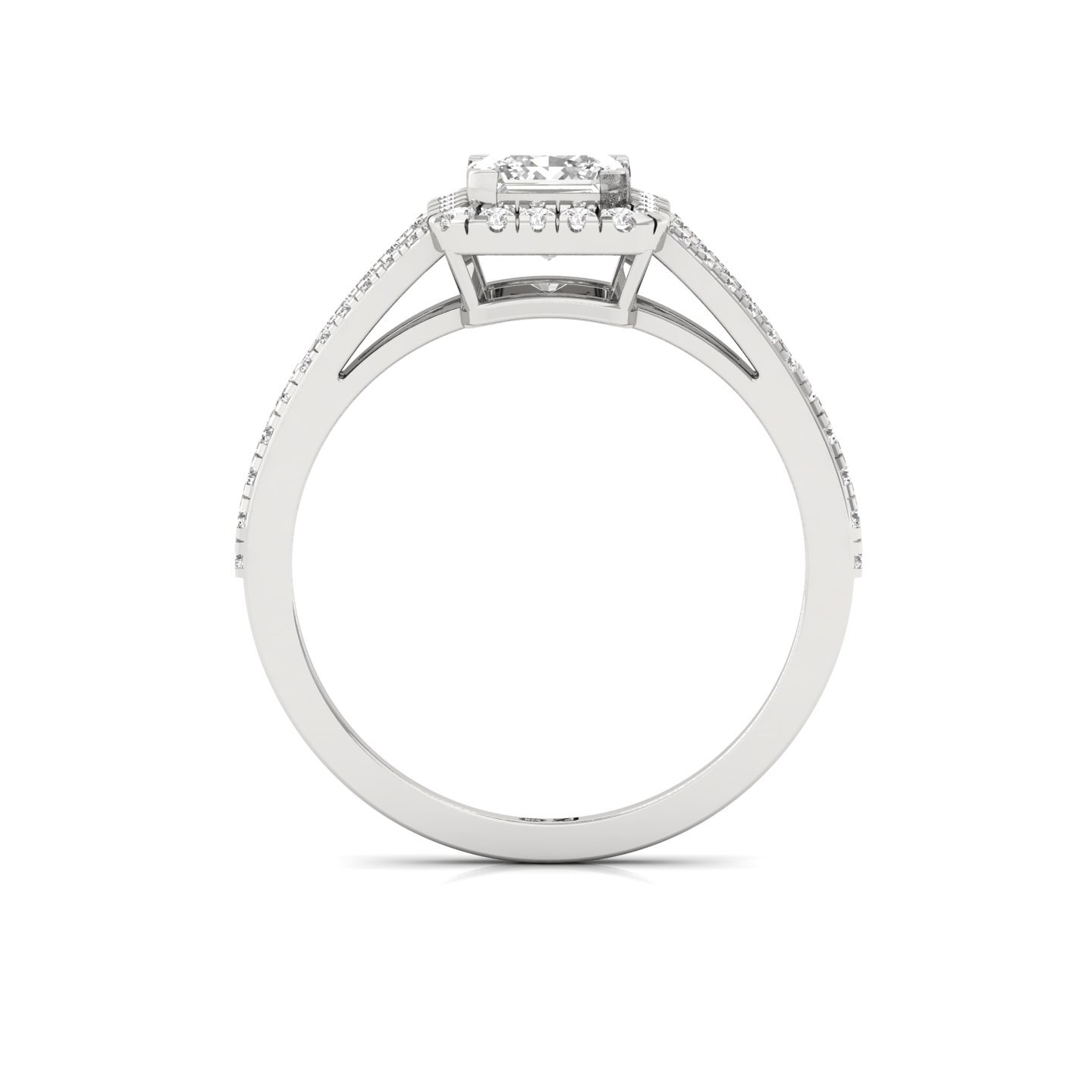 Princess Double Halo Split Shank Diamond Engagement Ring | Lab Grown CVD Diamond | Bridal Ring | Silver | 10K | 14K | 18K - View 3