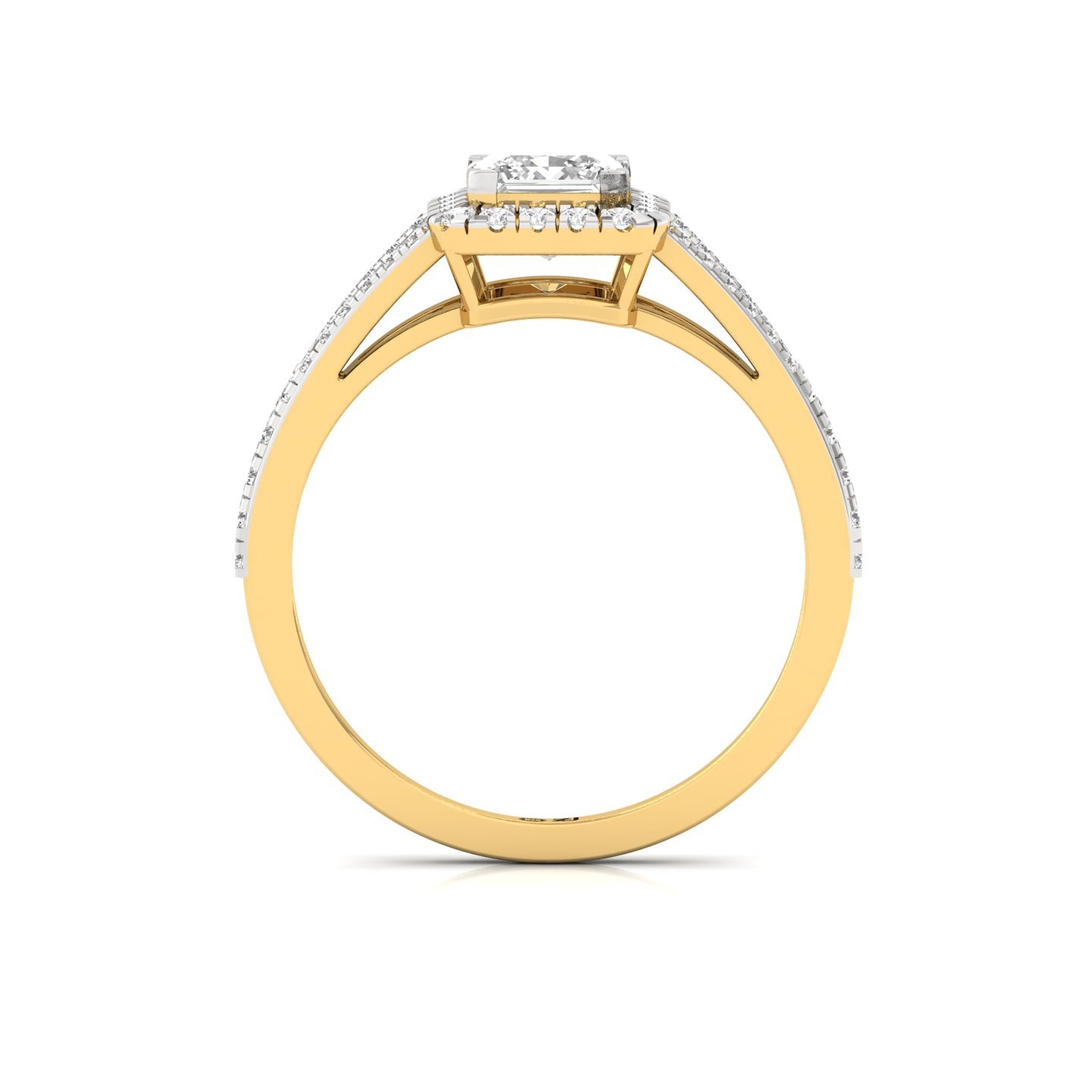 Princess Double Halo Split Shank Diamond Engagement Ring | Lab Grown CVD Diamond | Bridal Ring | Silver | 10K | 14K | 18K - View 3