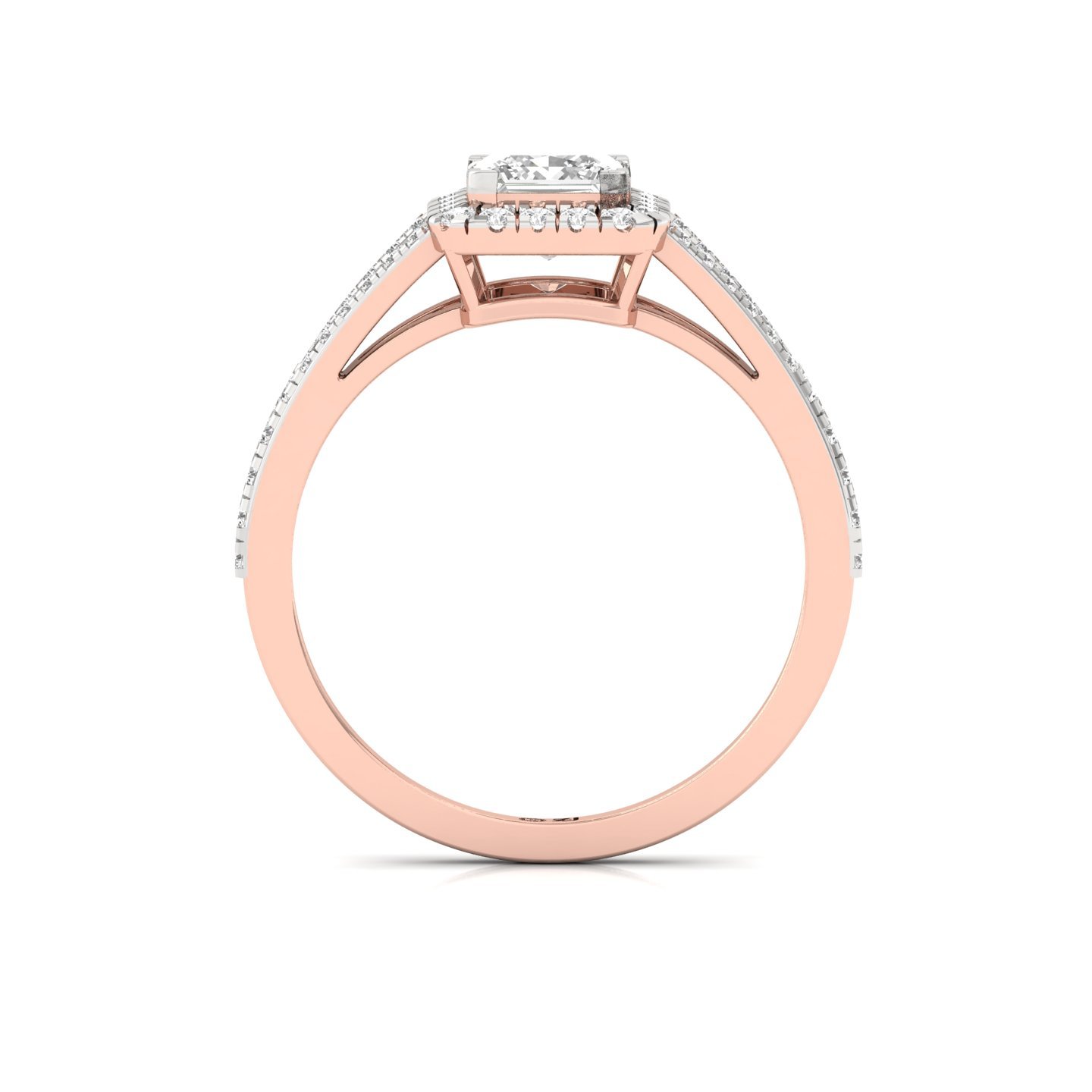 Princess Double Halo Split Shank Diamond Engagement Ring | Lab Grown CVD Diamond | Bridal Ring | Silver | 10K | 14K | 18K - View 3